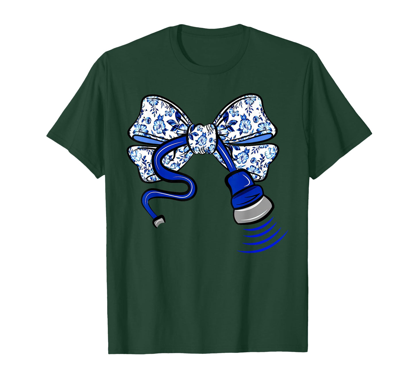 Blue Floral Coquette Bow Ultrasound Nurse Sonographer OBGYN T-Shirt