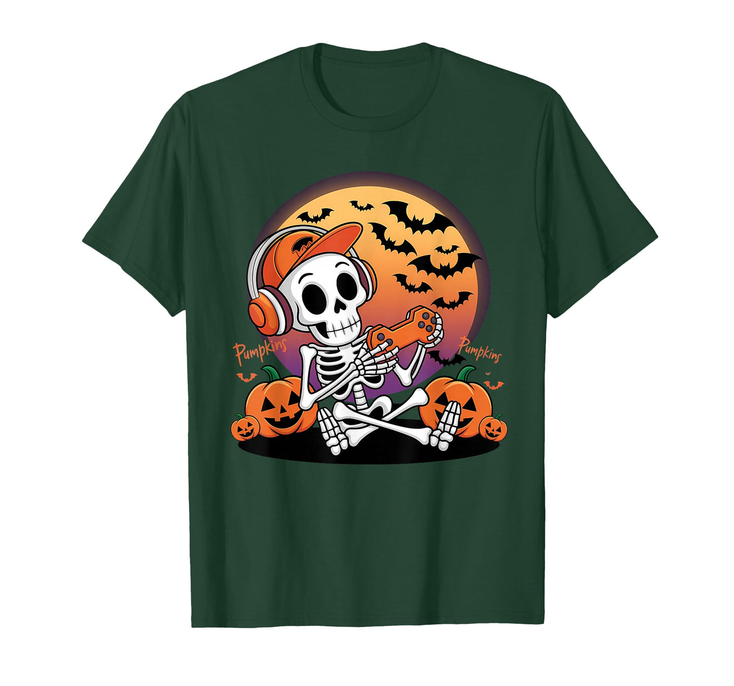 Halloween Skeleton Video Gaming Gamer Teens Men & Youths T-Shirt
