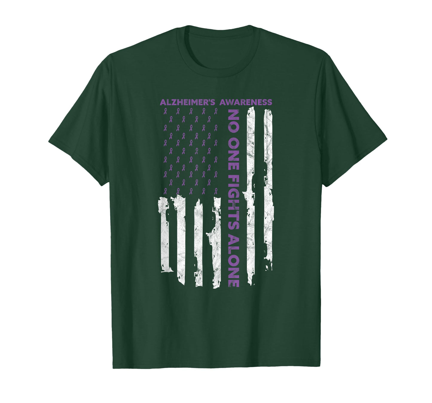 Alzheimer's Awareness Month American Flag Warrior Dementia T-Shirt