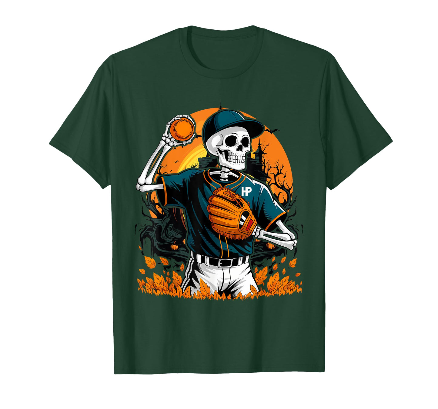Skeleton Baseball Player Halloween Costume Sport Men Boys T-Shirt