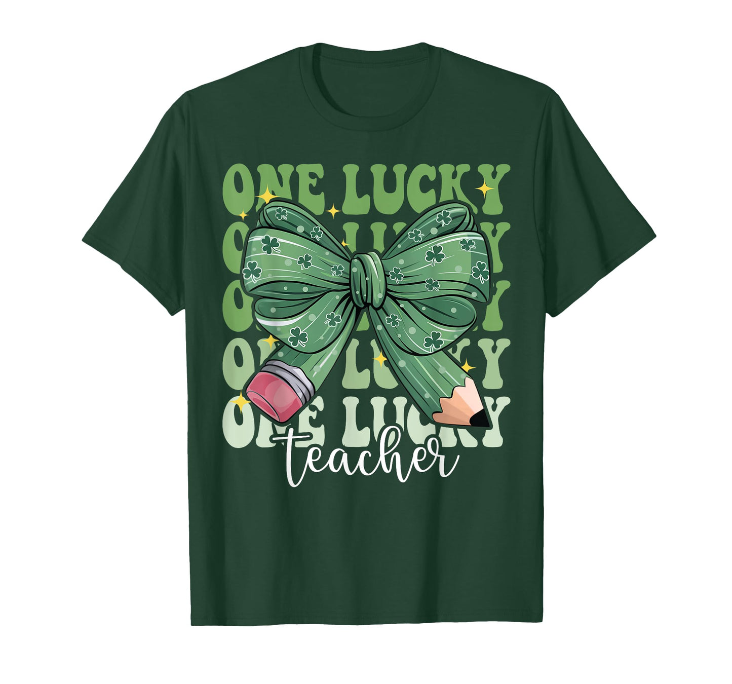 One Lucky Teacher Coquette Bow st patricks day teacher T-Shirt