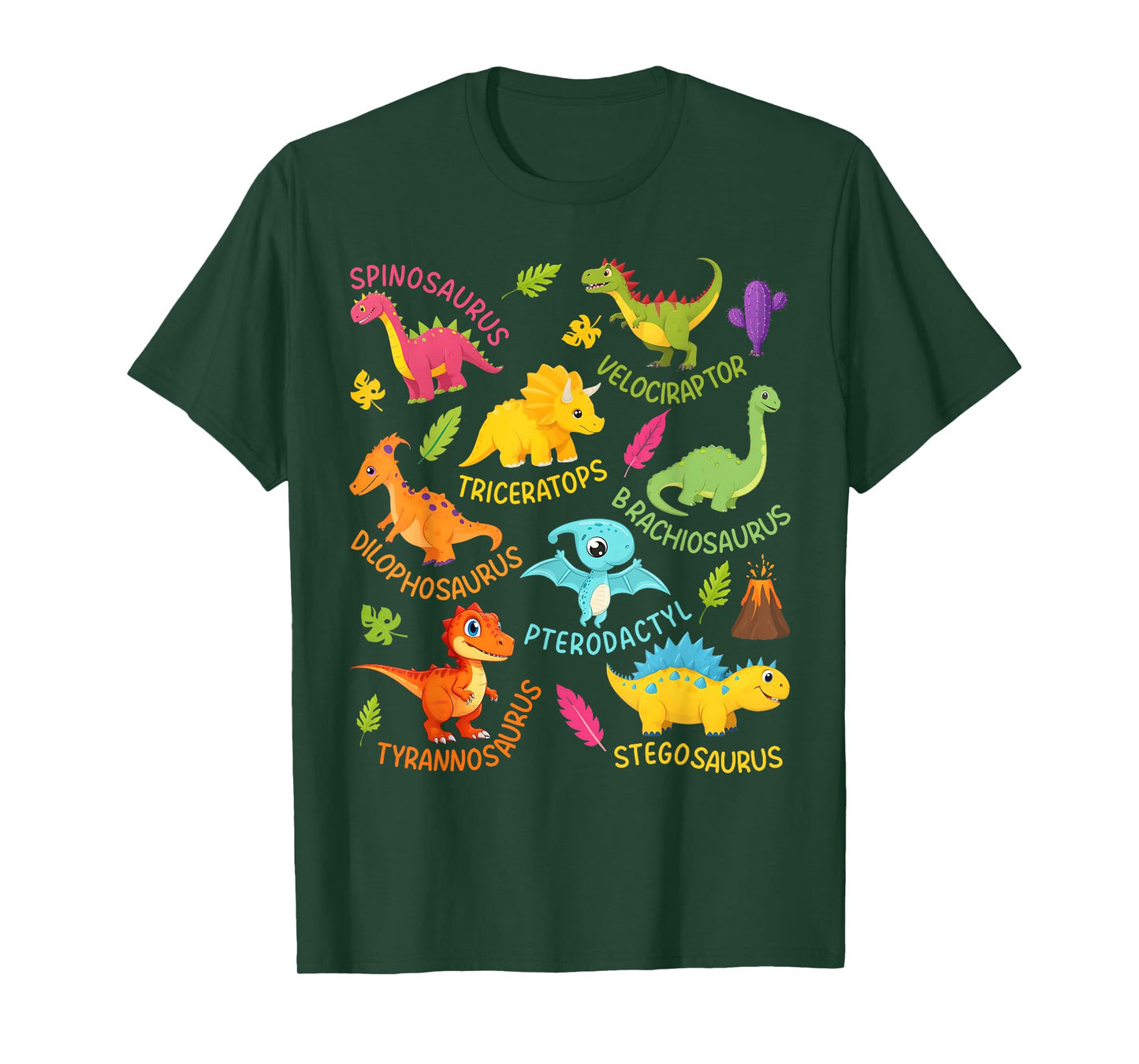 Types Of Dinosaurs Cute Dinosaur Outfit Boys Girls Kids T-Shirt
