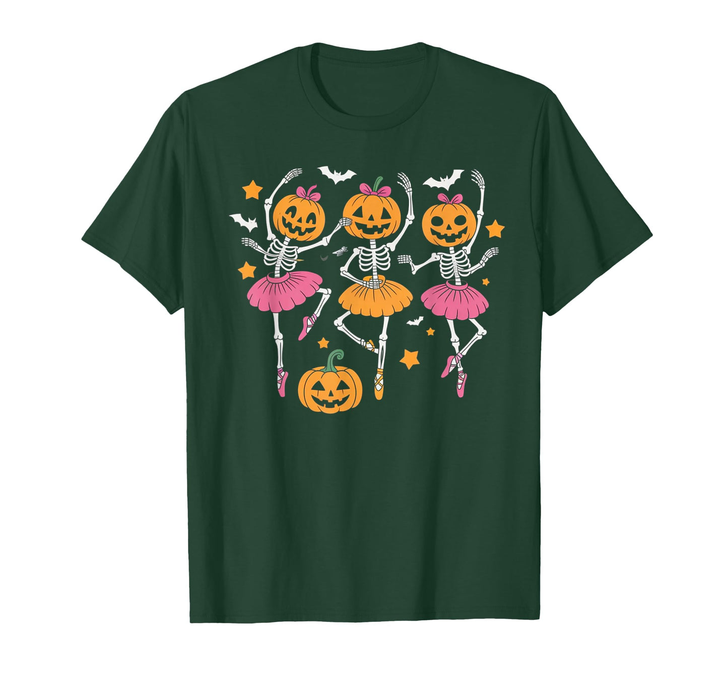 Girls Halloween Ballet Skeleton Pumpkin Skeleton Women Gifts T-Shirt