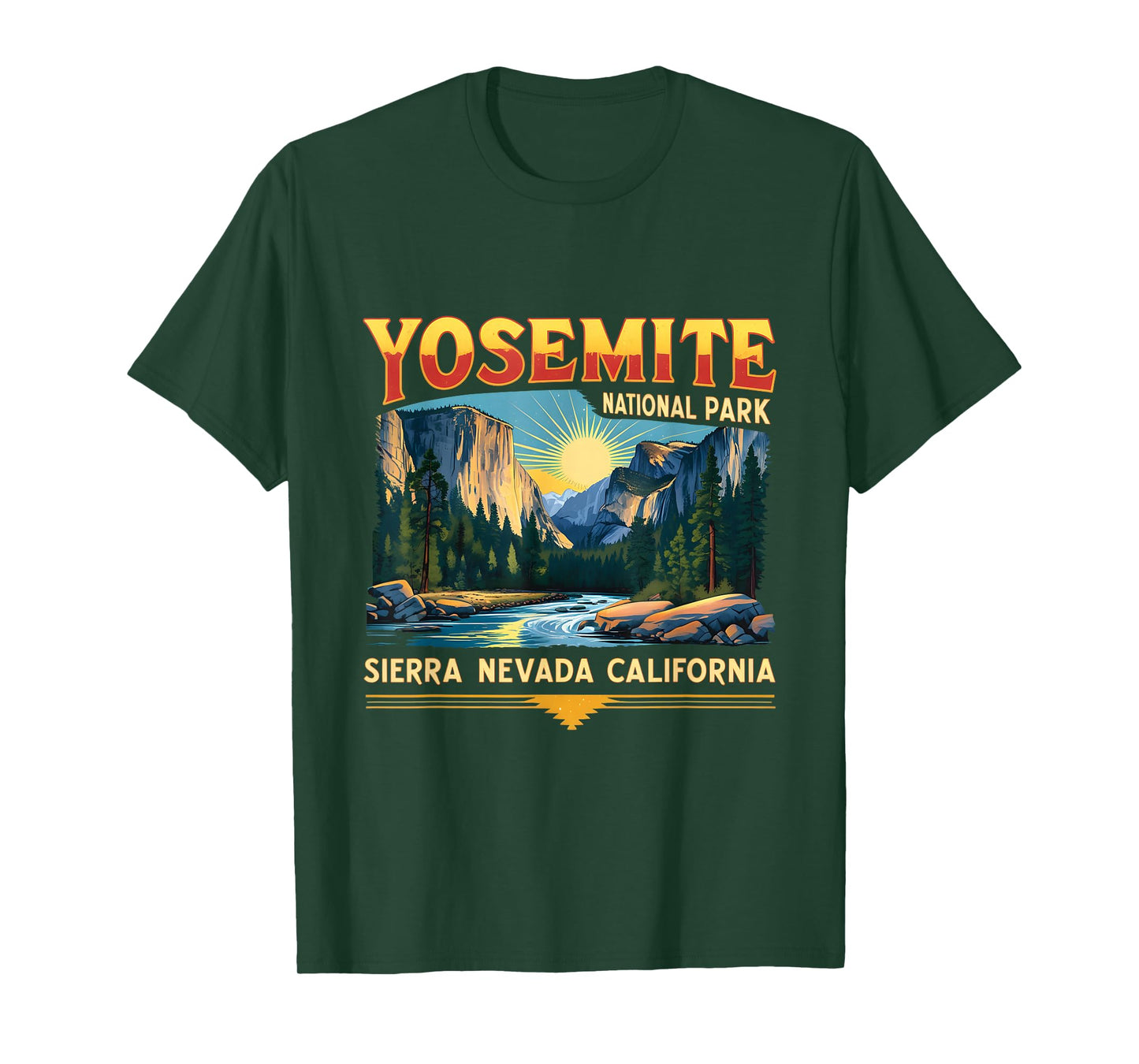 Yosemite National Park Retro Sierra Nevada Nature Art T-Shirt