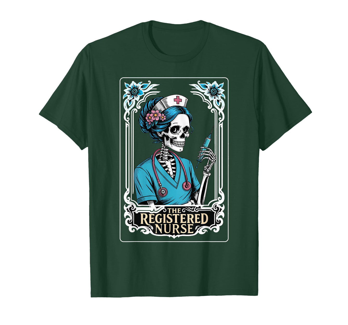 The Nurse Skeleton Tarot Card Nursing Horror Doctor Spooky T-Shirt