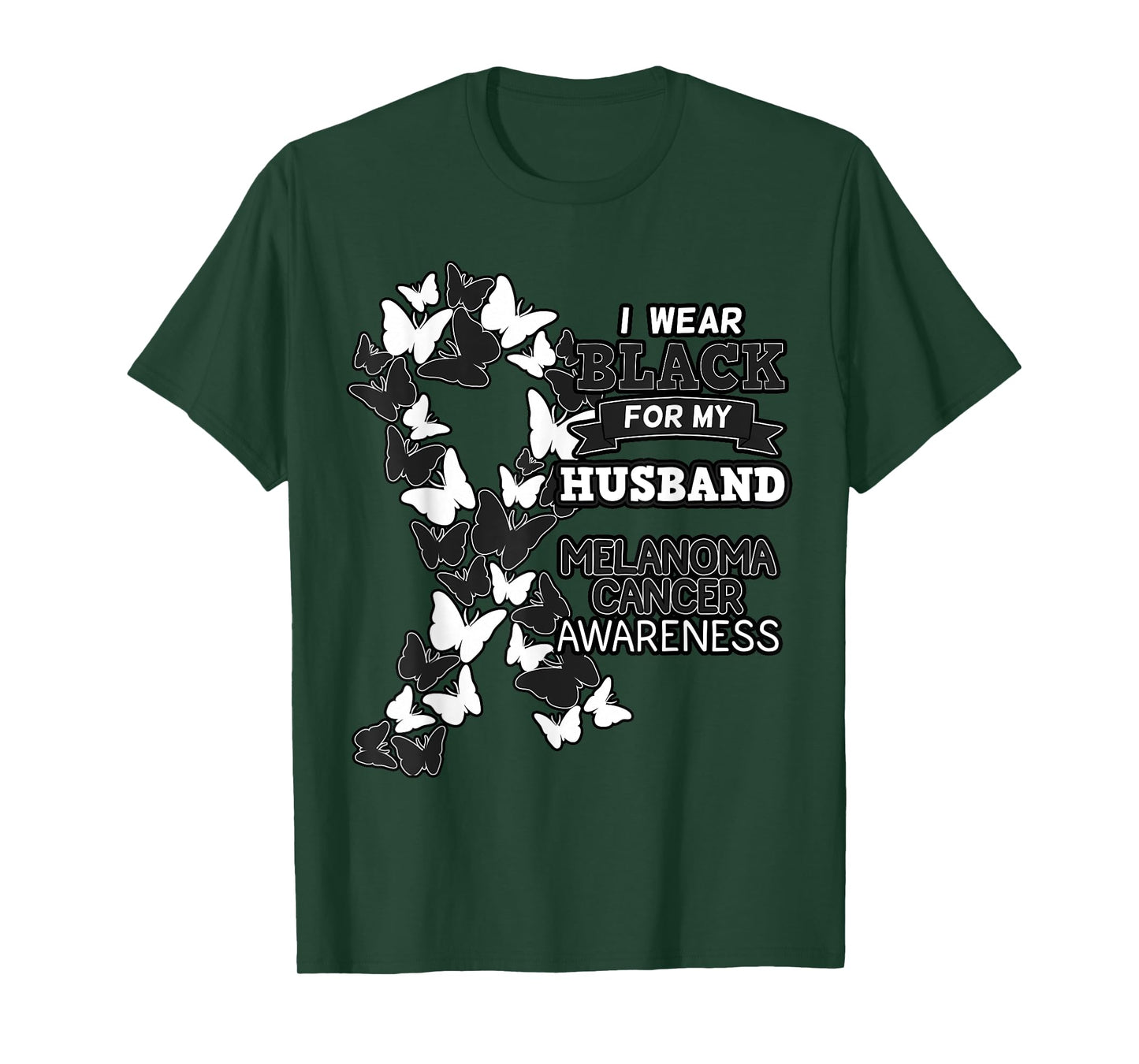 Melanoma Cancer Awareness Black Ribbon Husband Father Gift T-Shirt