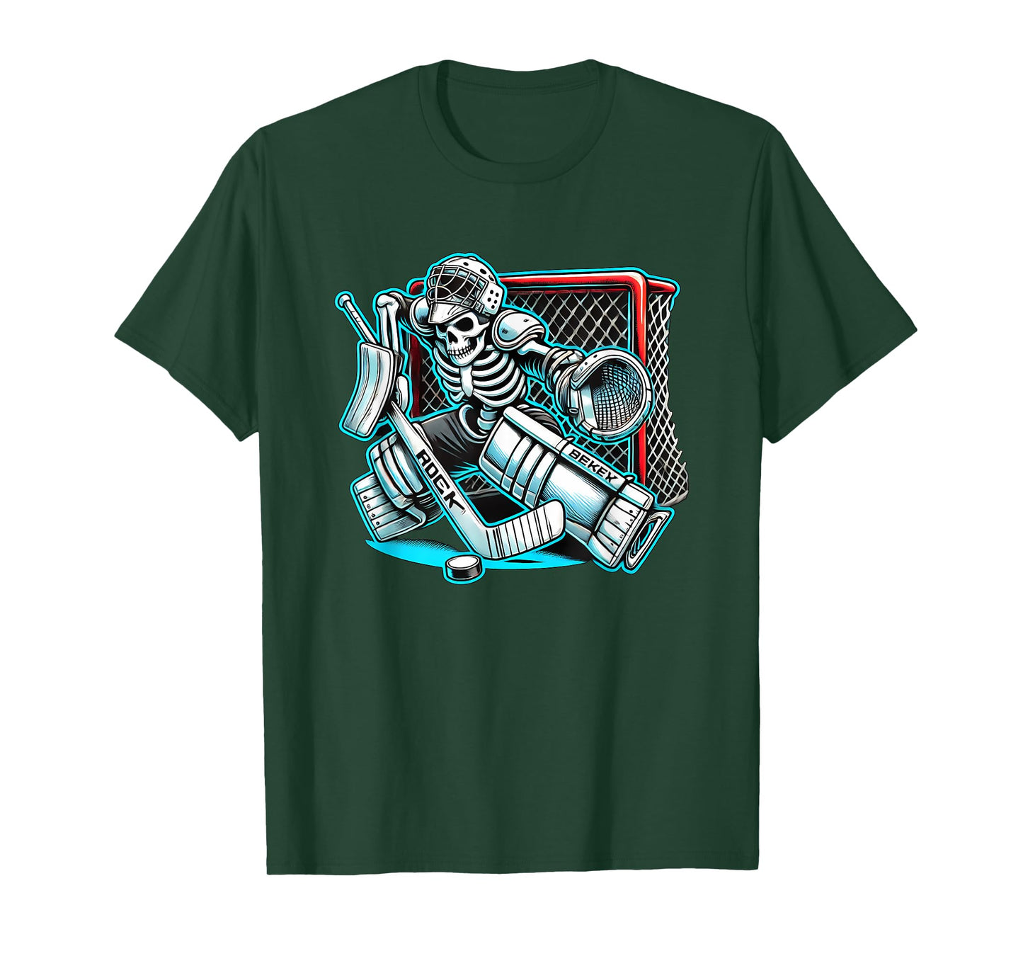 Halloween Skeleton Goalie Hockey T-Shirt
