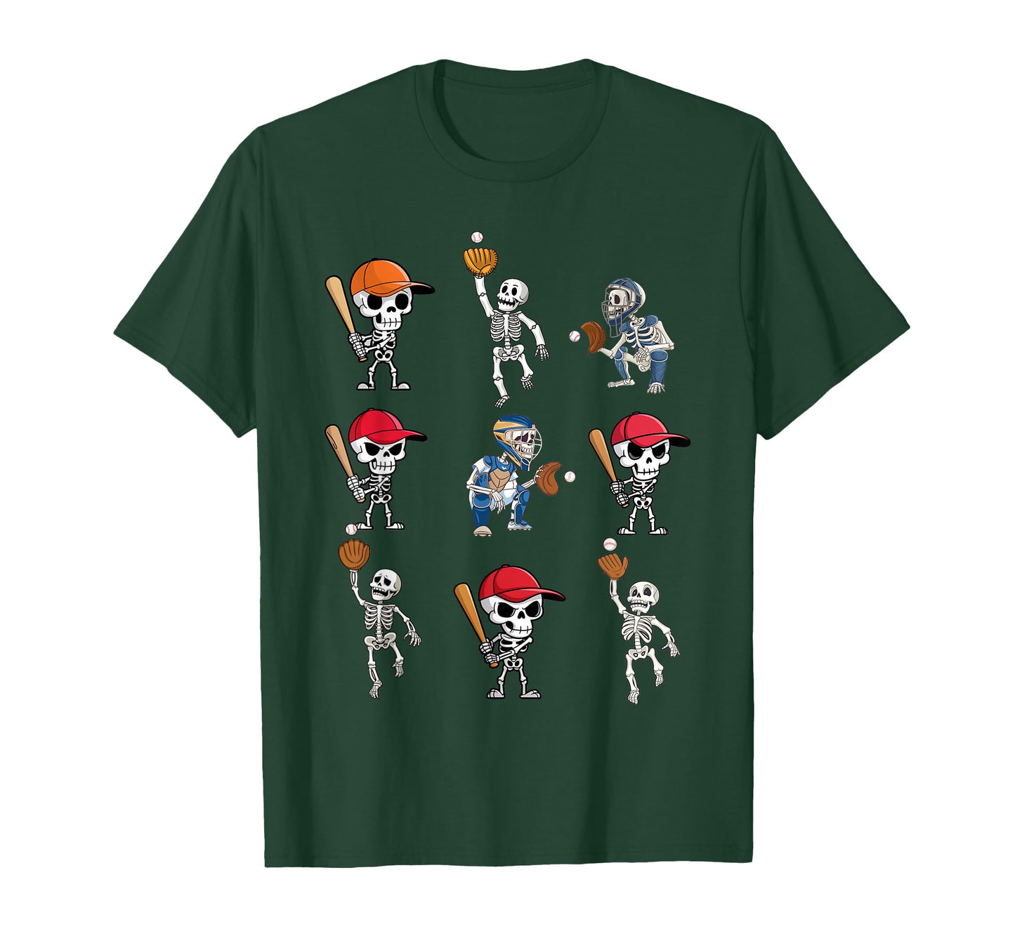 Skeleton Baseball Halloween Costume Funny Kids Boys Men T-Shirt