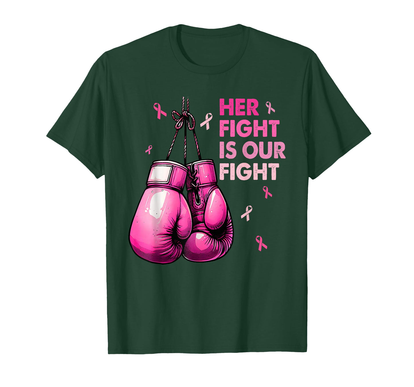 Breast Cancer Her Fight is Our Fight Pink Boxing Gloves T-Shirt