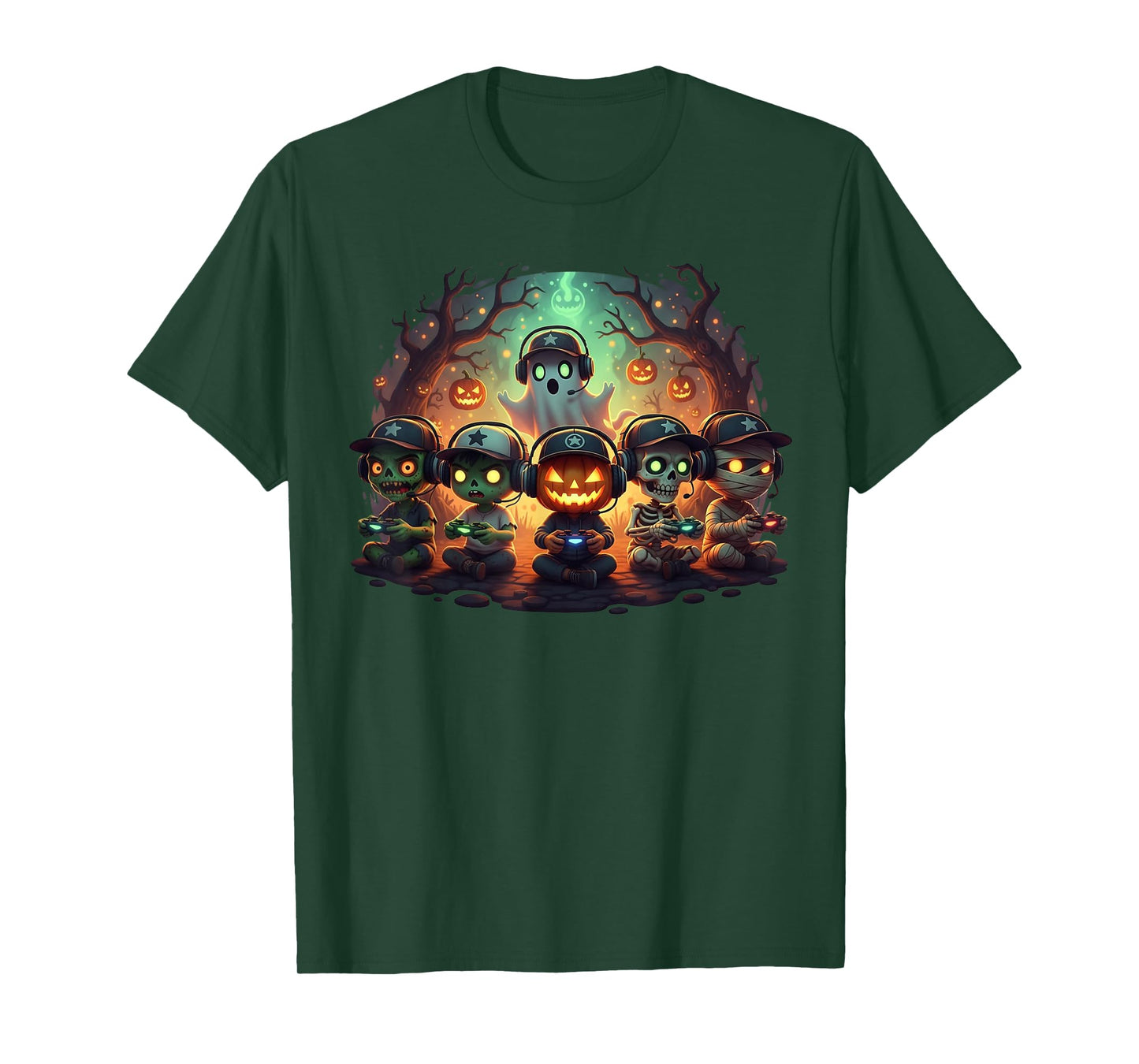 Halloween Ghost Skeleton Gamer Funny Video Gaming Lovers T-Shirt