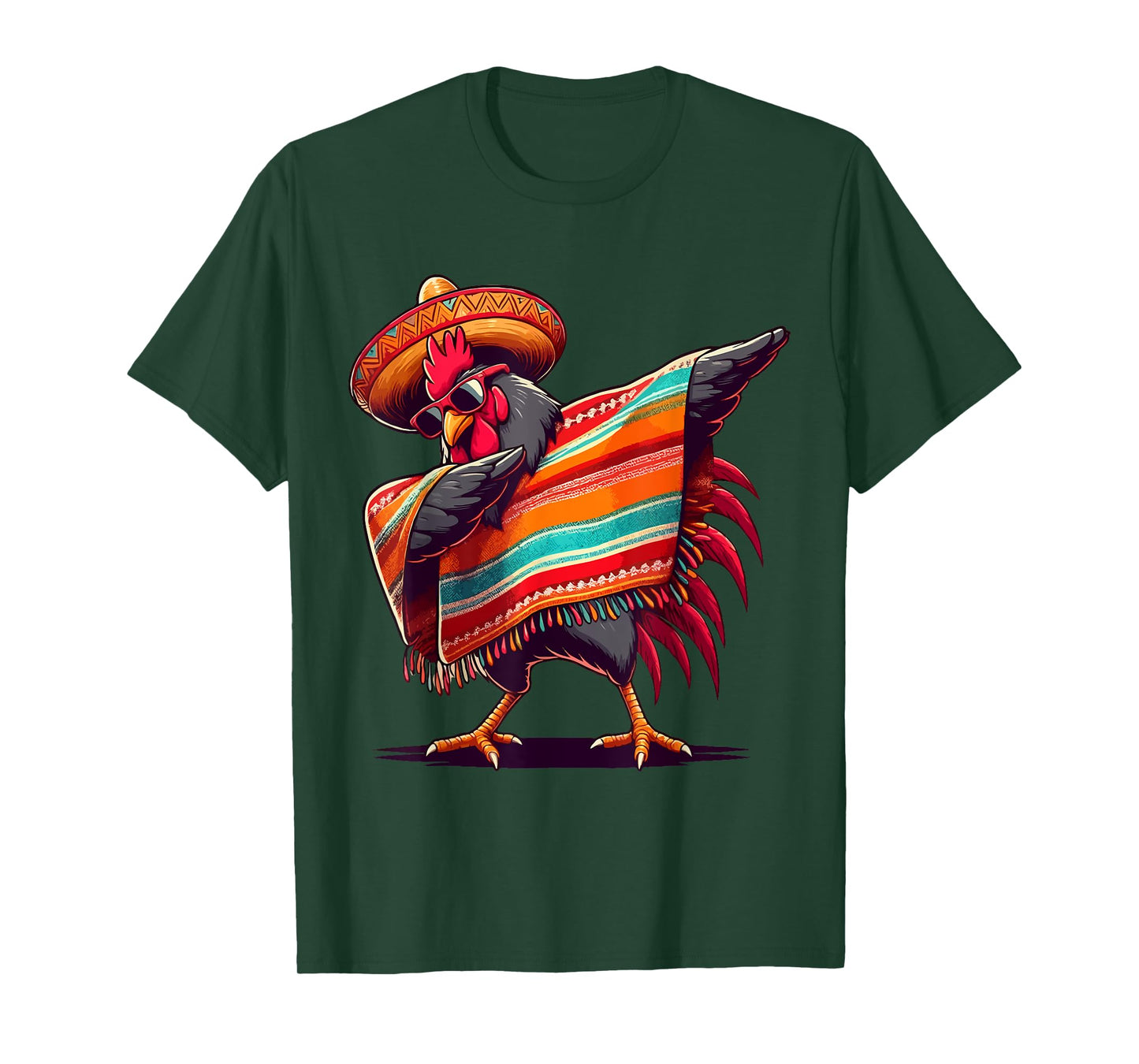 Rooster Dabbing Mexican Poncho Cinco de Mayo Chicken Lover T-Shirt