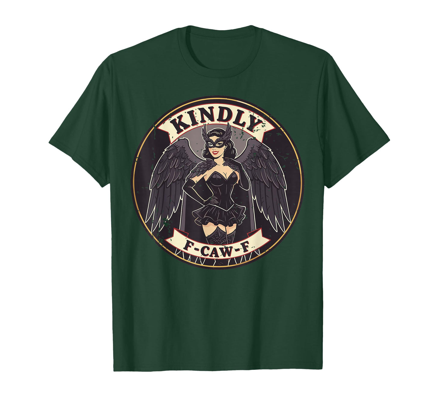 Kindly F-Caw-F Crow Raven Pinup Girl T-Shirt