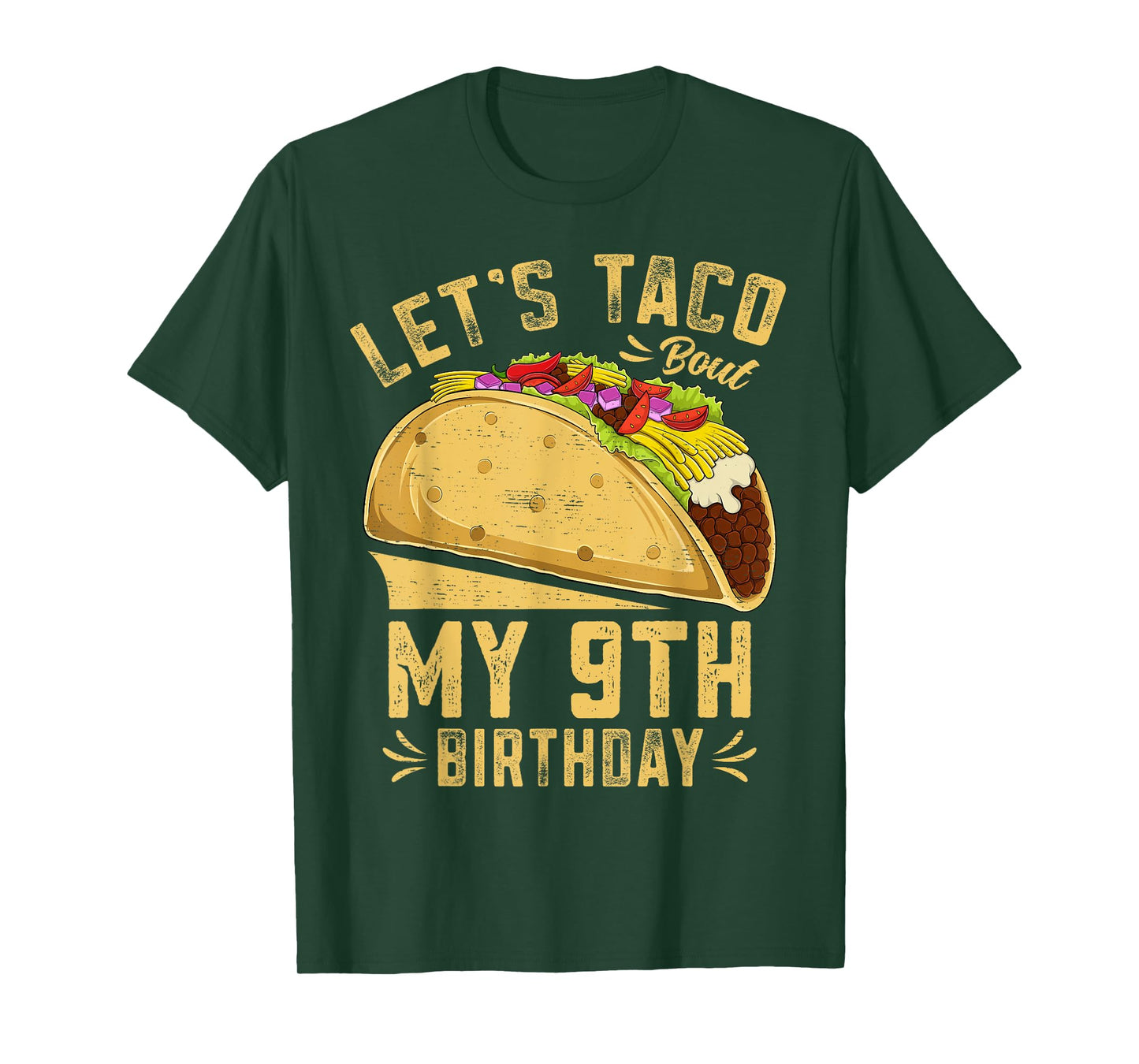 9 Year Old Funny Taco 9th Birthday Boys Girls Kids T-Shirt