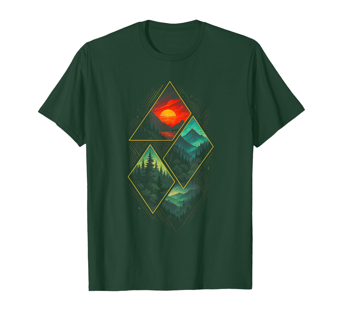 Nature Mountains Forest Sunset Adventure Hiking T-Shirt