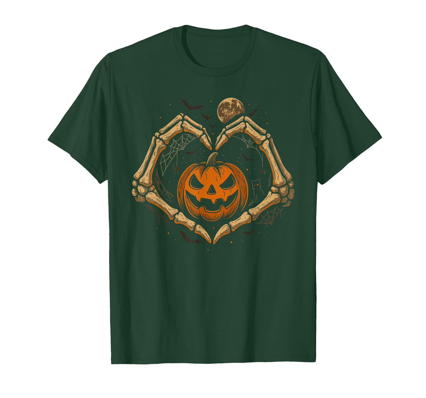 Skeleton Hands Heart Pumpkin Jack O Lantern Halloween T-Shirt