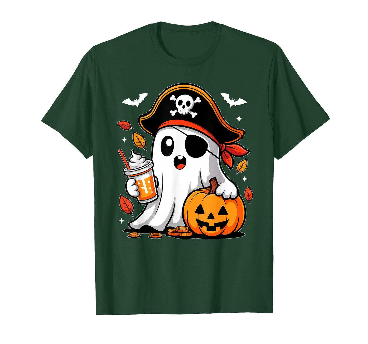 Cute Ghost Pumpkin Pirate Halloween Costume Boys Girls Kids T-Shirt