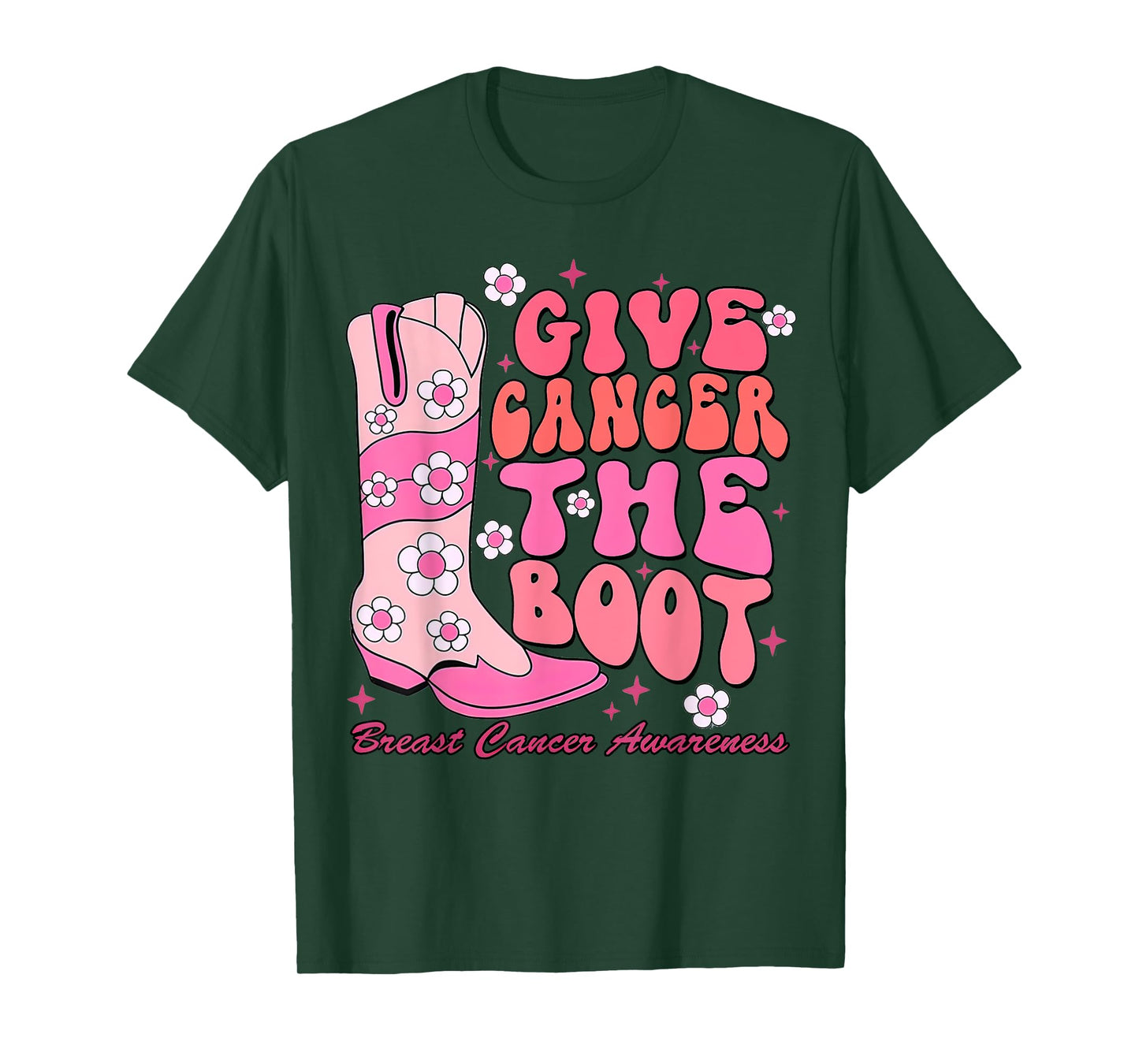 Give Cancer The Boot Western Cowgirl Breast Cancer Outfit T-Shirt