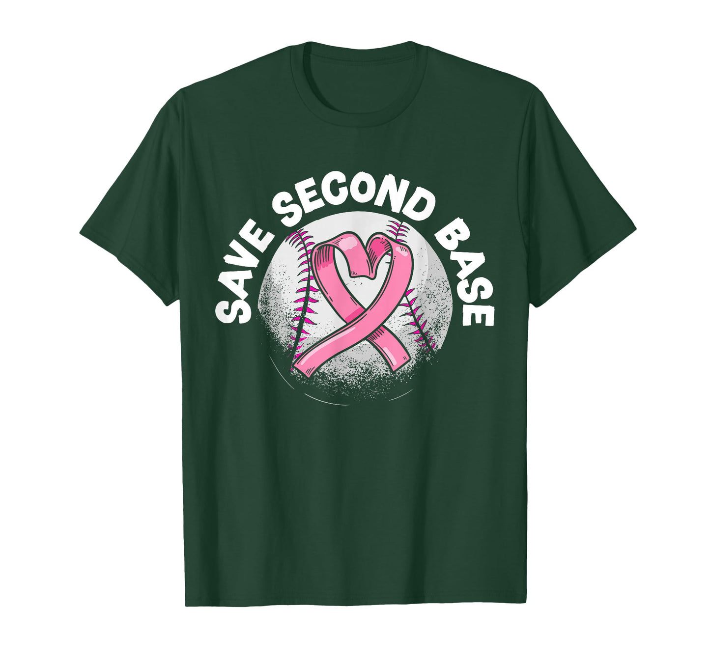 Save 2nd Base Baseball Player Breast Cancer Awareness T-Shirt