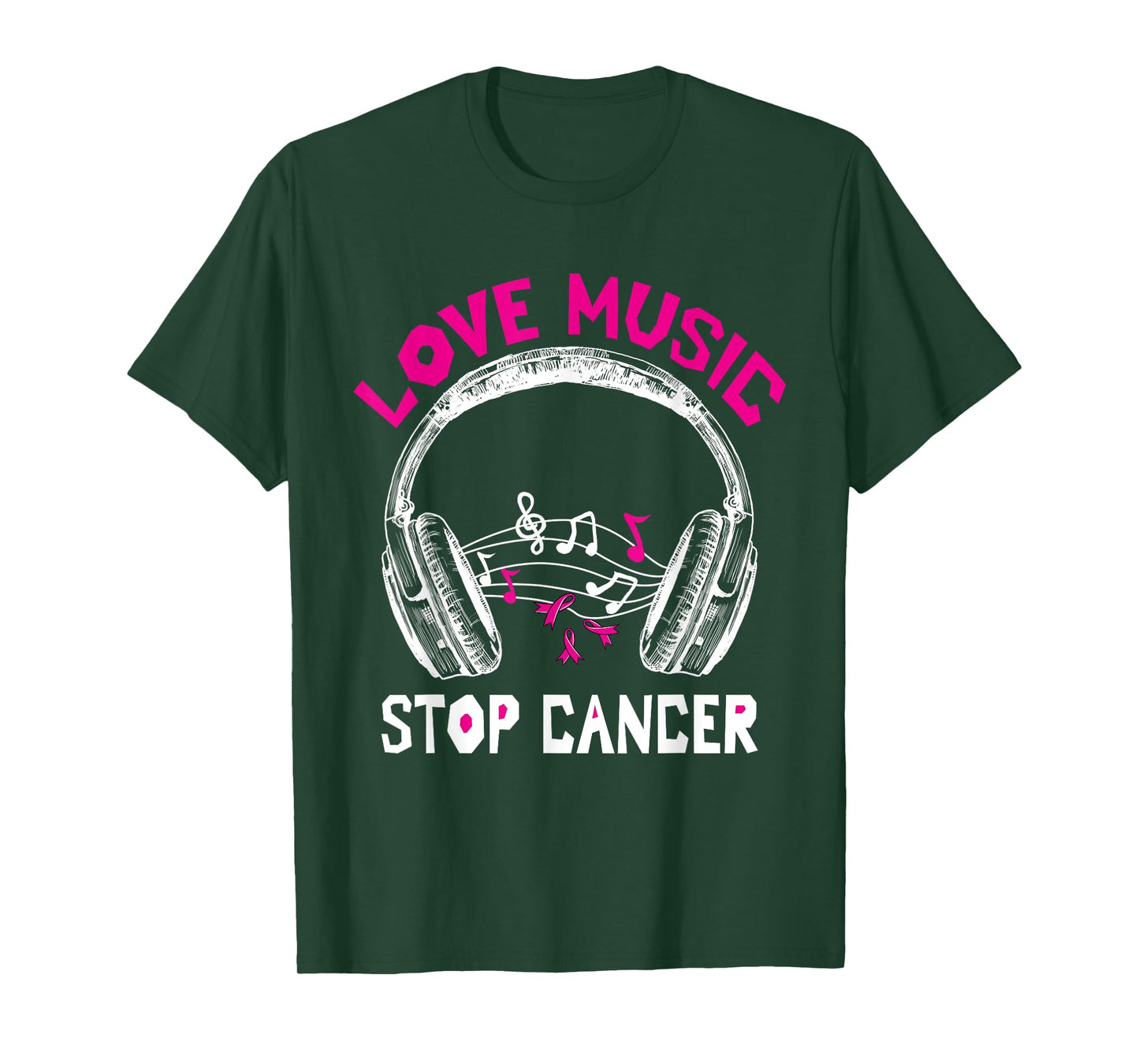 Love Music Stop Cancer Shirt Breast Cancer Awareness Mom T-Shirt