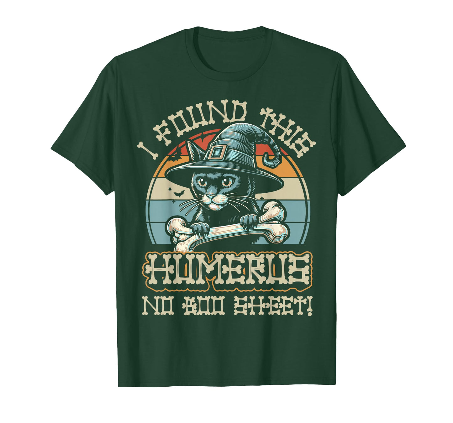 I Found This Humerus No Boo Sheet - Funny Cat Halloween T-Shirt