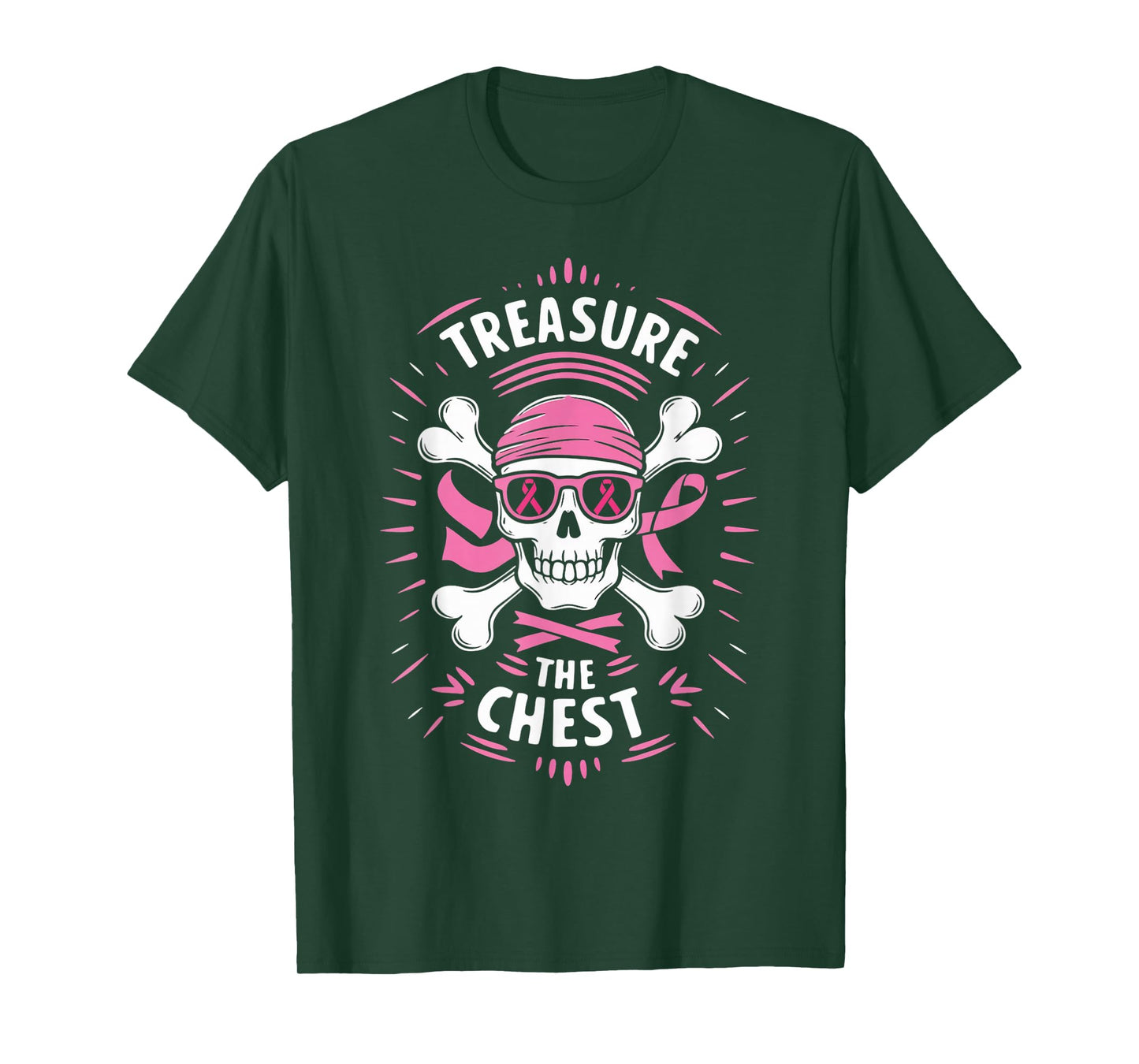 Pink Ribbon Breast Cancer Pirate Treasure the Chest T-Shirt