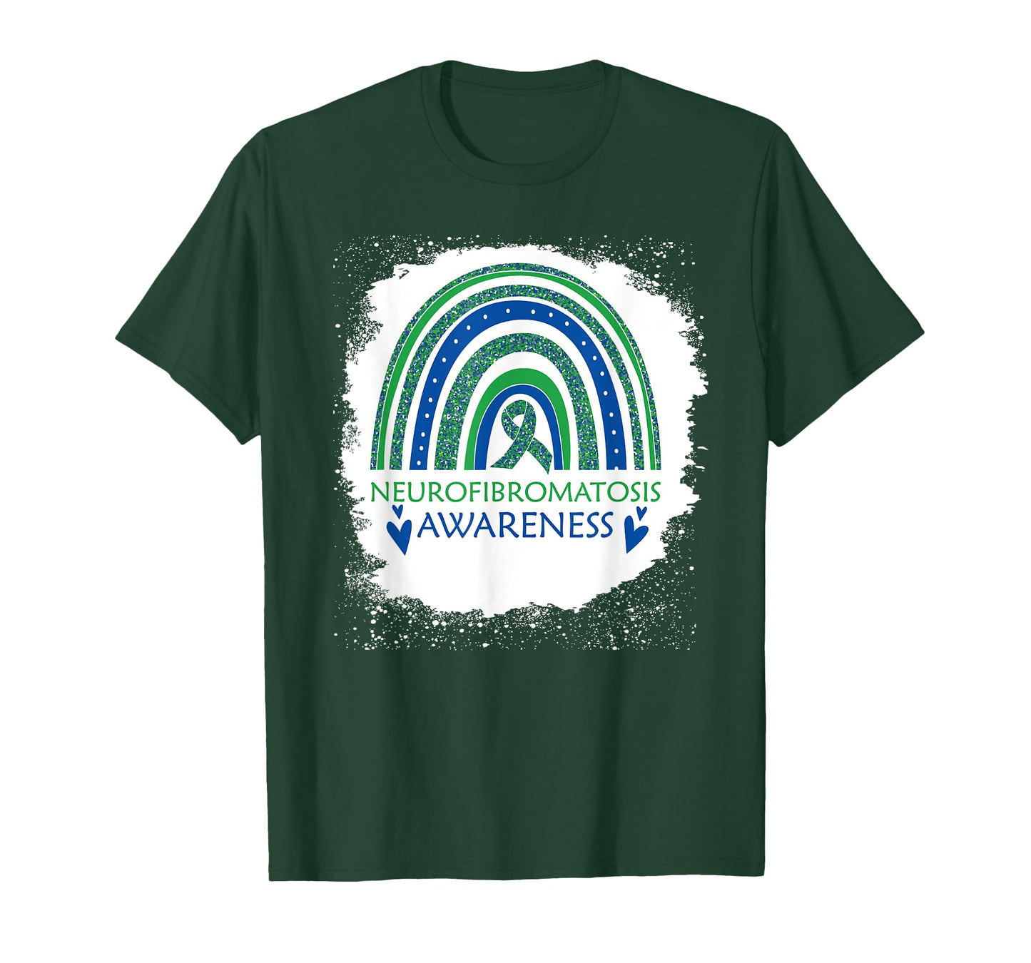Neurofibromatosis Awareness Bleach Rainbow Blue Green Ribon T-Shirt