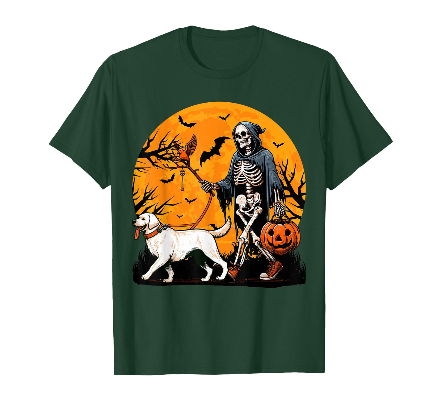 Halloween Dog Skeleton Leads Dog Halloween Labrador T-Shirt