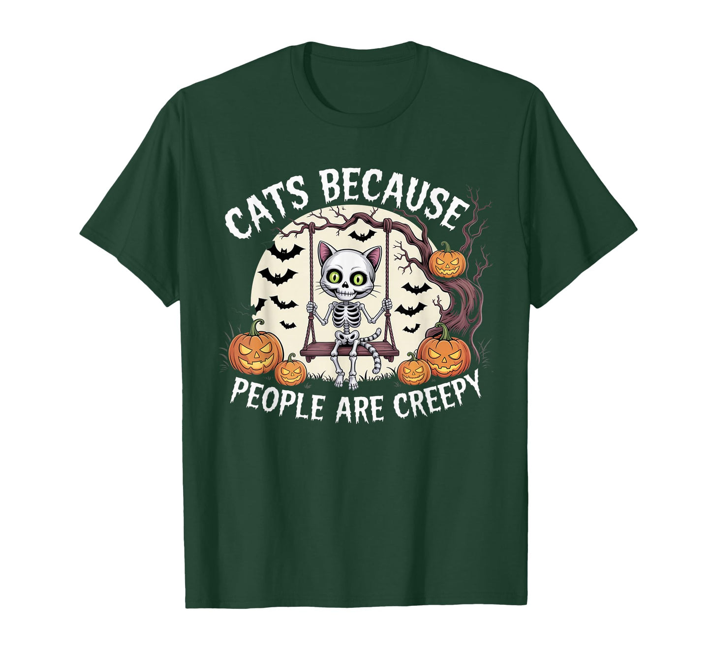 Cats Because People are Creepy Ghost Halloween Cat Mom Kids T-Shirt