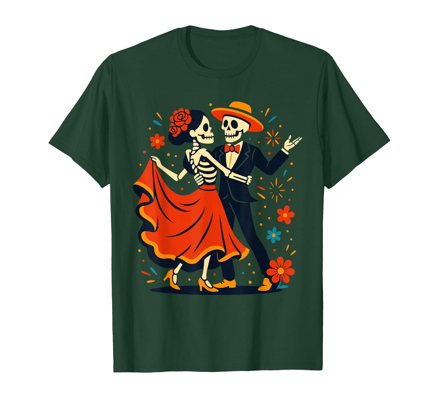 Dia De Los Muertos Couple Costume, Mexican Dancing Skeleton T-Shirt