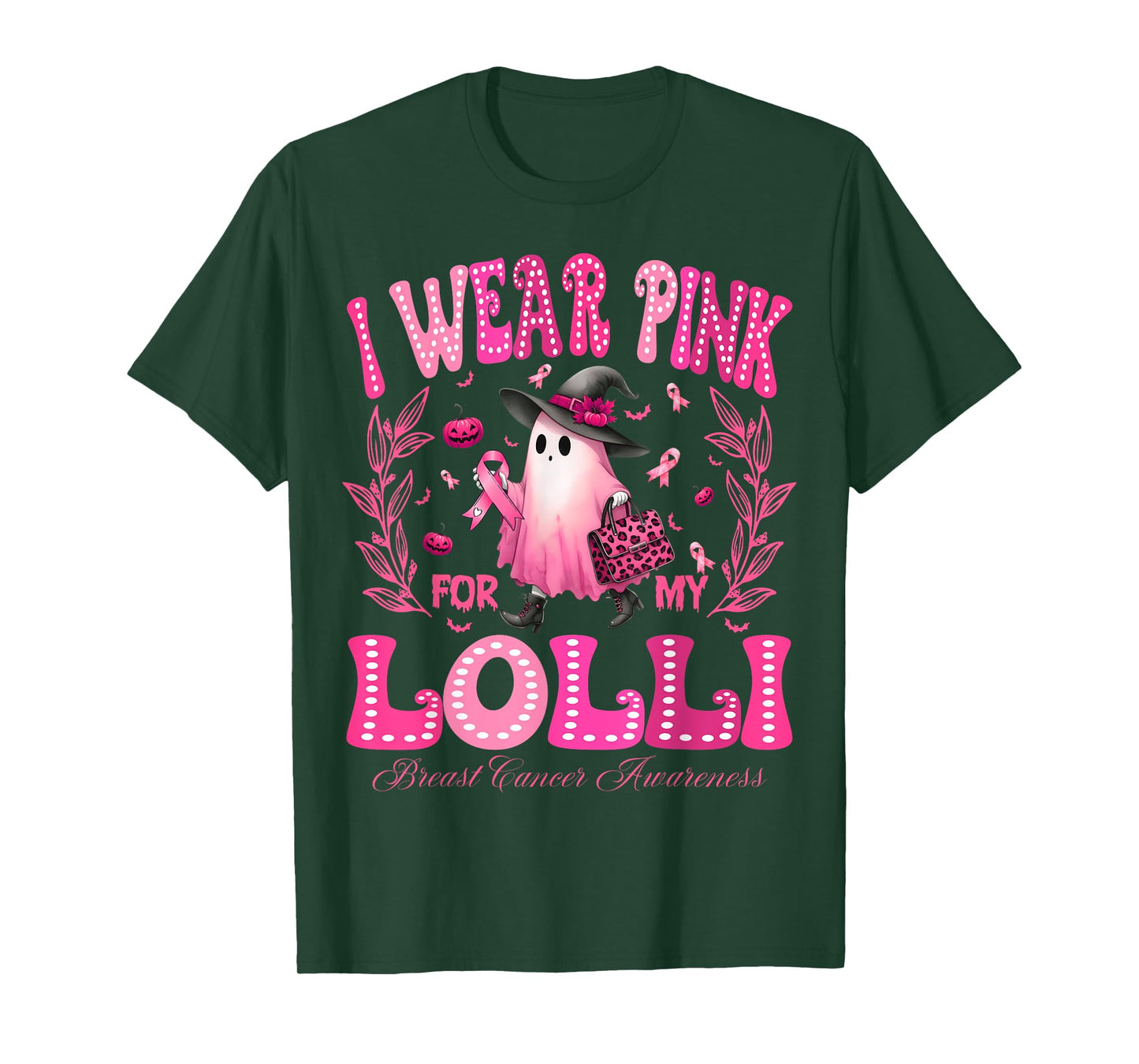 I Wear Pink For My Lolli Breast Cancer Boo Halloween T-Shirt