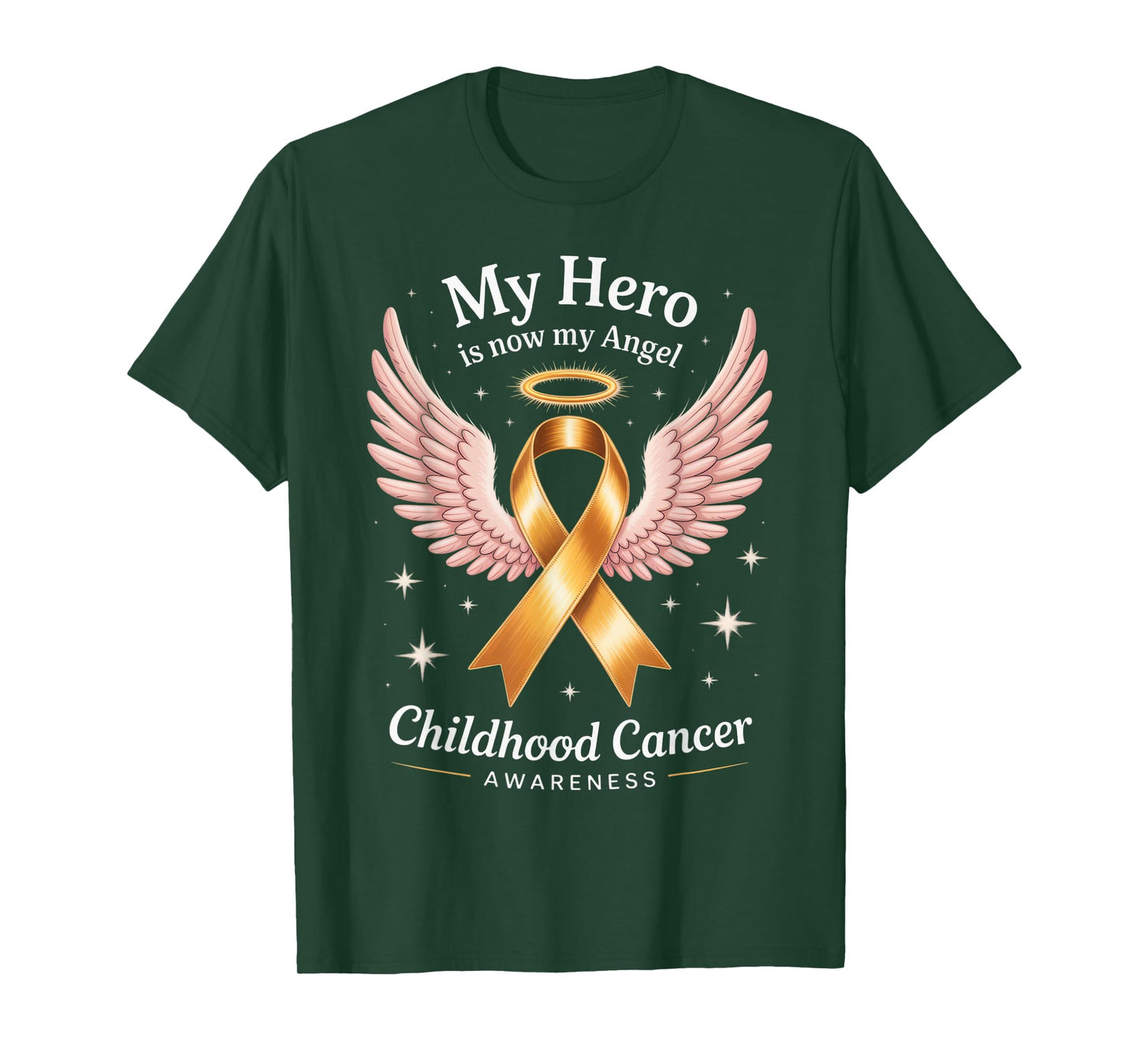 My Hero Is Now My Angel Childhood Cancer Awareness Tribute T-Shirt