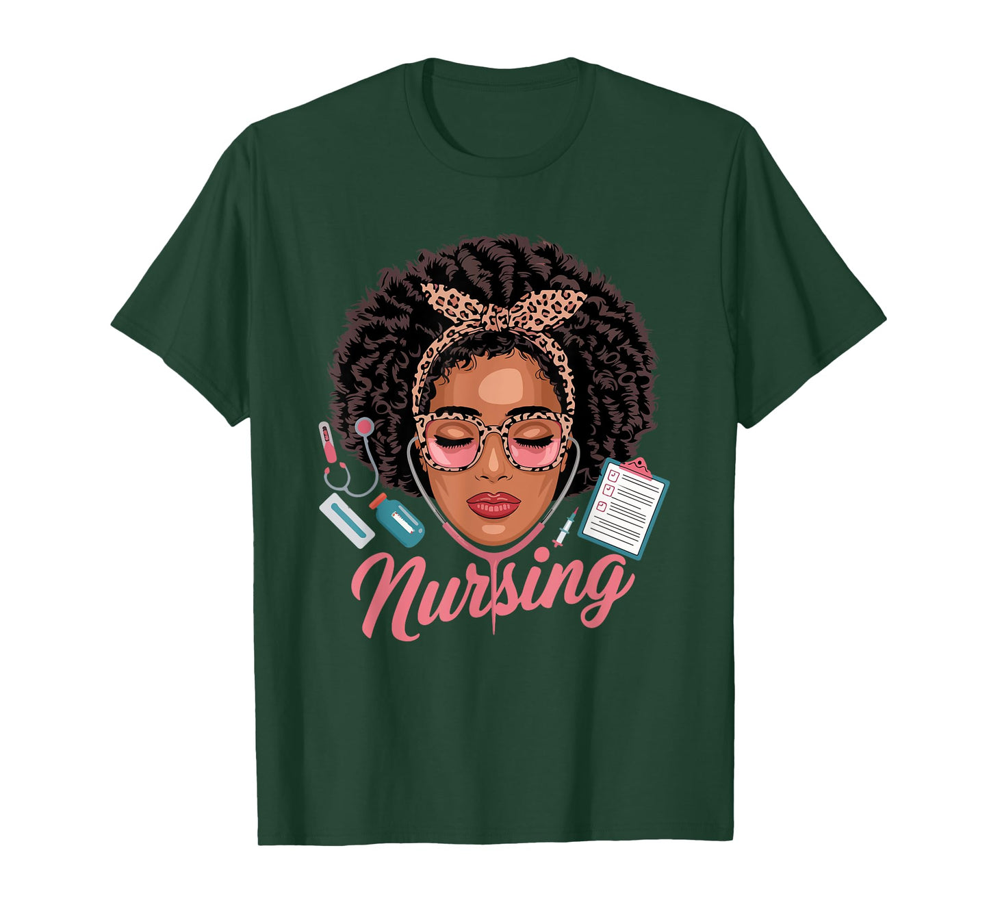 Black Strong Nurse Afro Girl Melanin African American Wowen T-Shirt