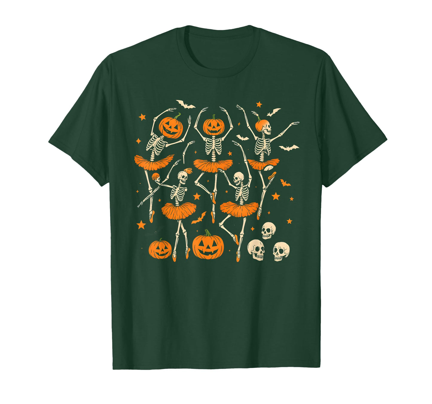 Funny Ballet Pumpkin Skeleton Scary Halloween Men Women T-Shirt