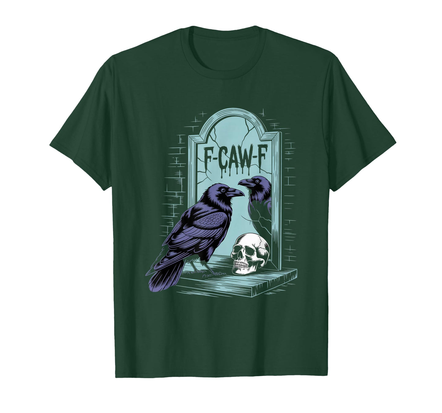F-Caw-F Crow Funny Gothic Moon Black Bird Halloween T-Shirt