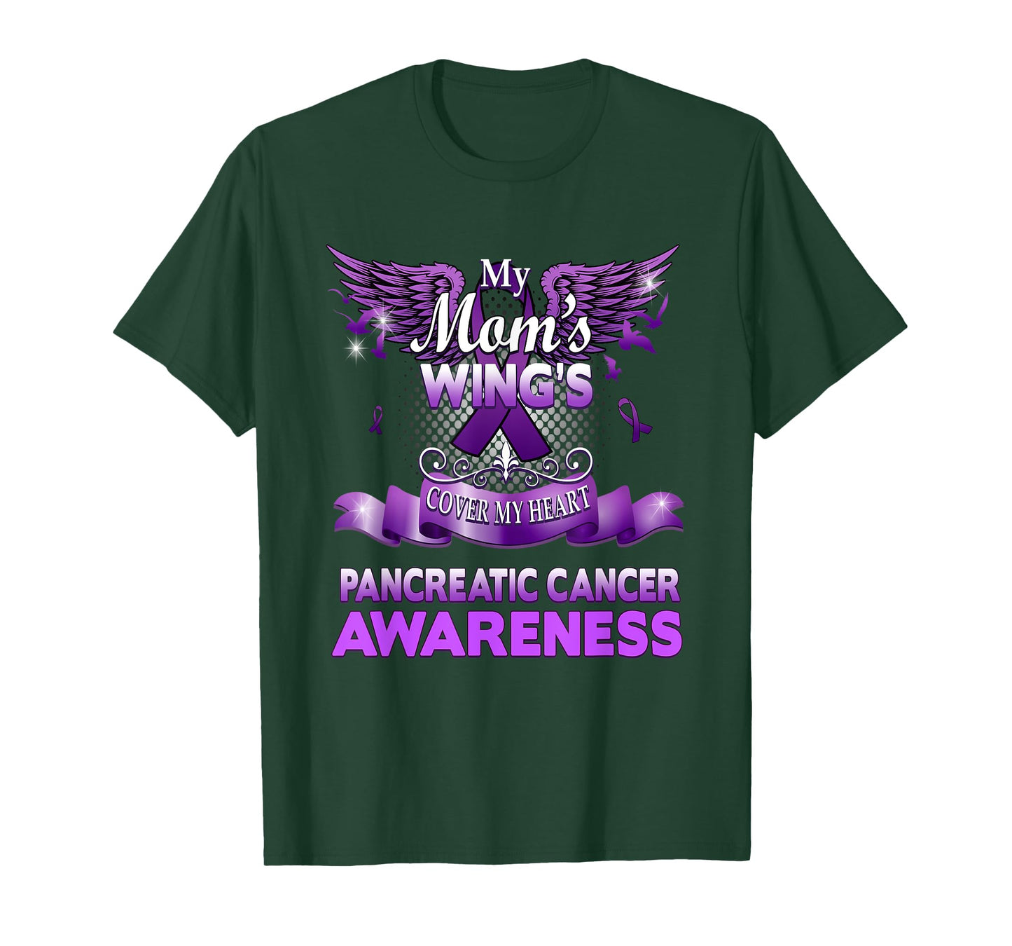 My Mom's Wings Cover My Heart Pancreatic Cancer Awareness T-Shirt