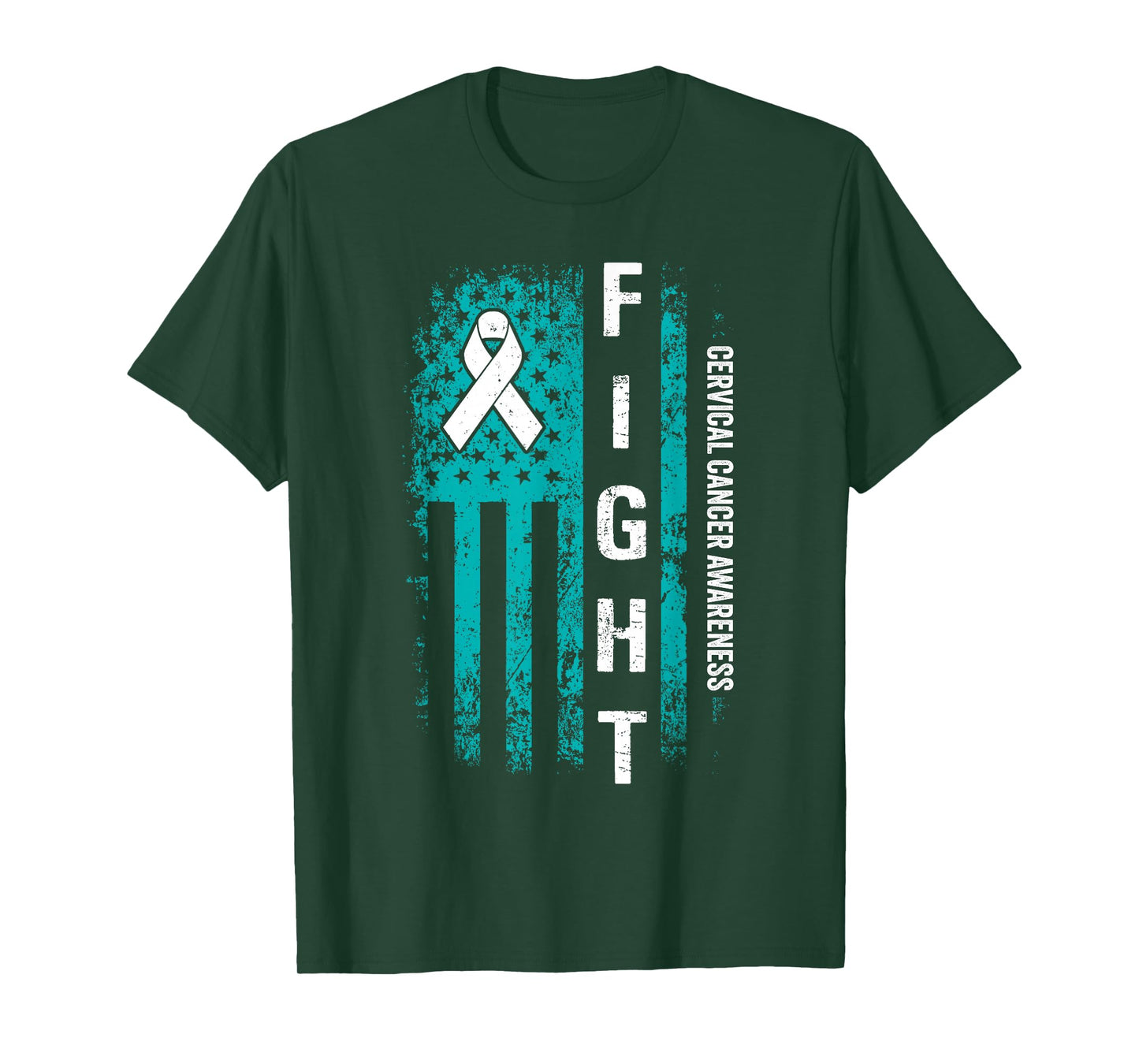 Fight Cervical American Flag Cervical Cancer Awareness T-Shirt