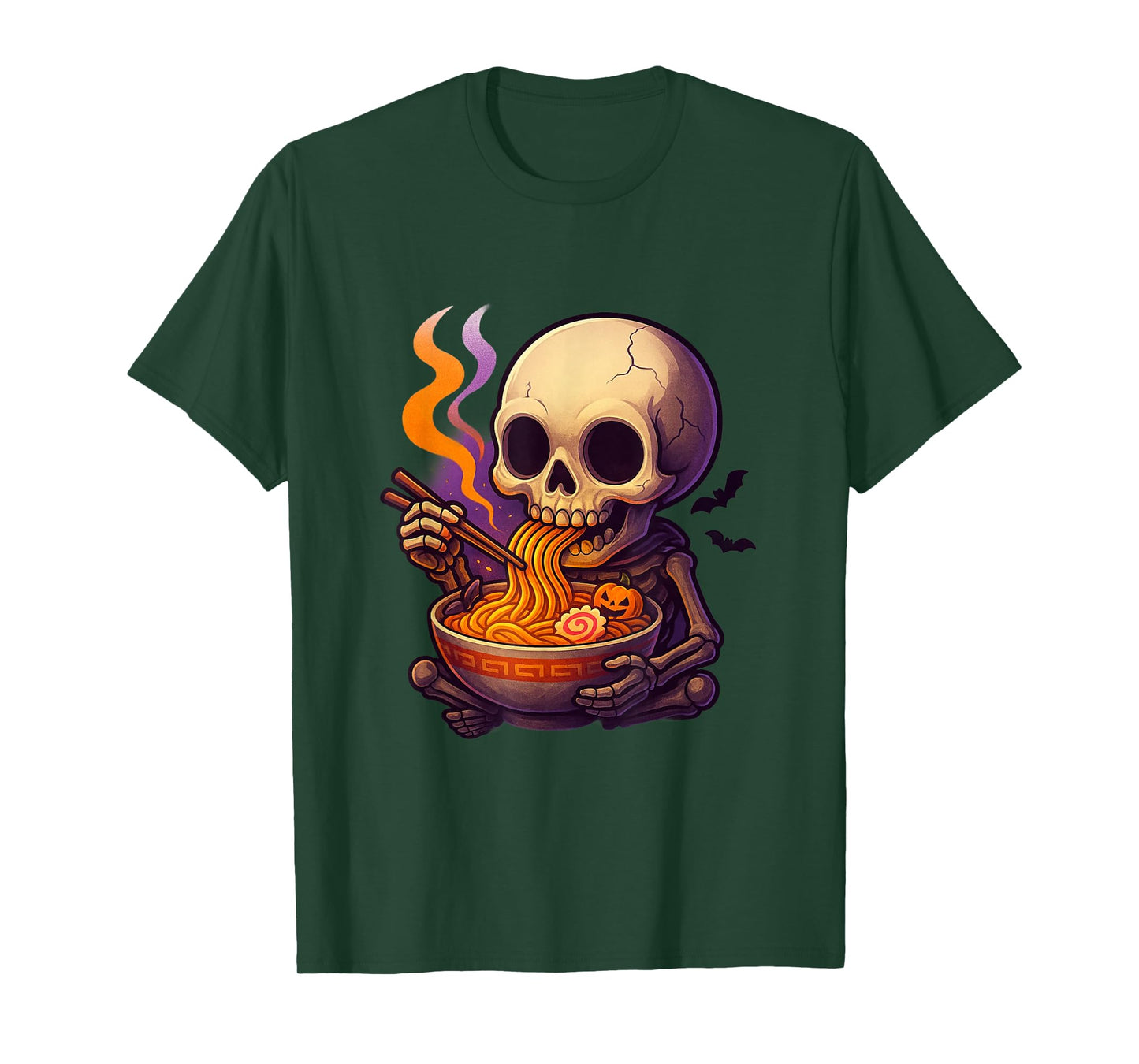 Halloween Skeleton with Glowing Ramen Bowl T-Shirt