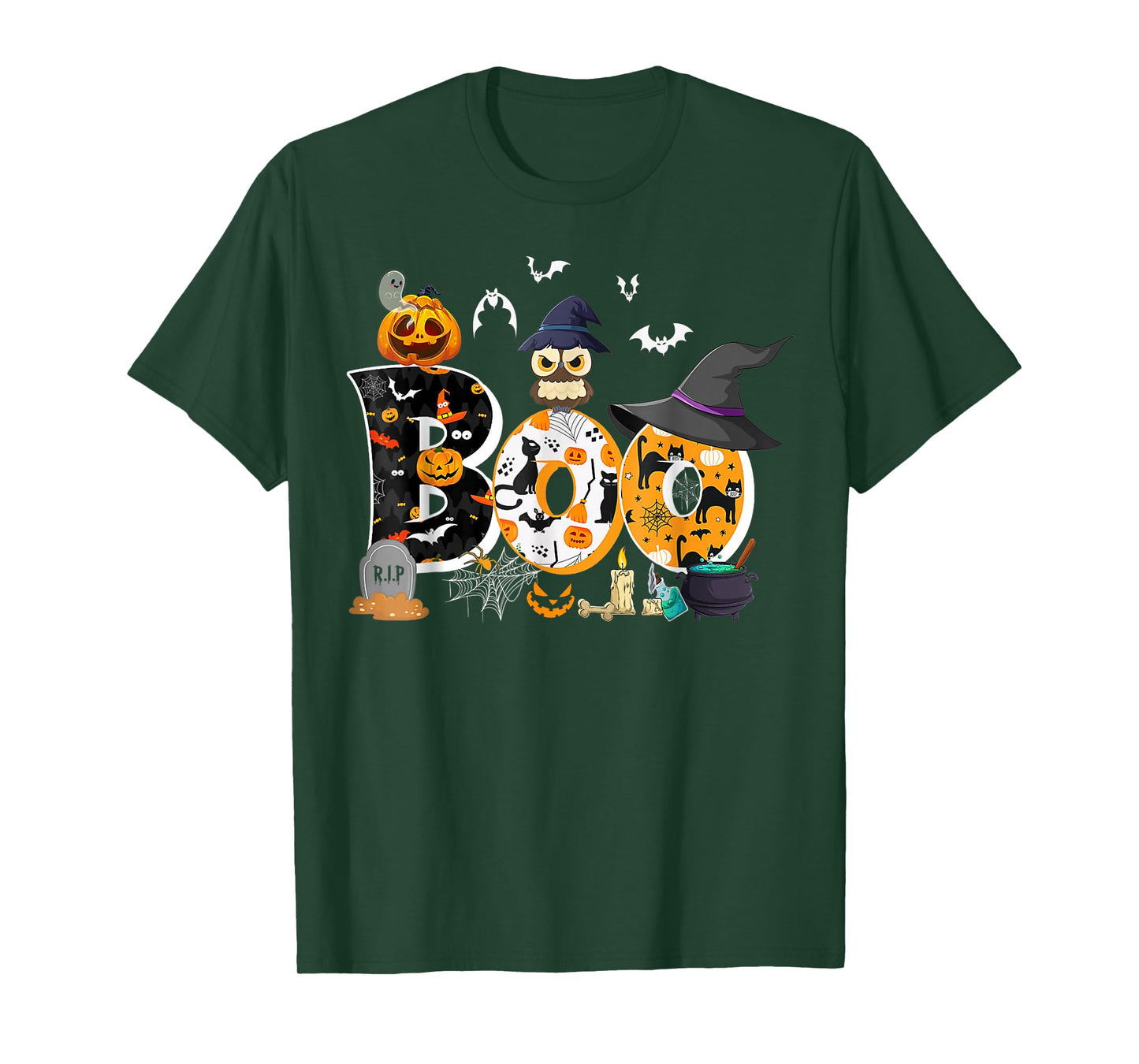 Halloween Costume Boo Owl Witch Hat Spider Pumpkin T-Shirt