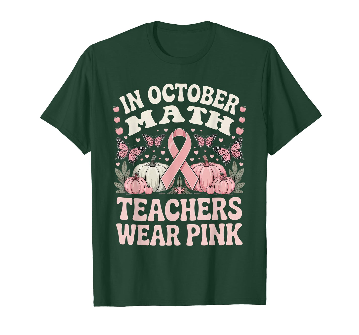 in October Math Teachers Wear Pink Ribbon Breast Cancer T-Shirt