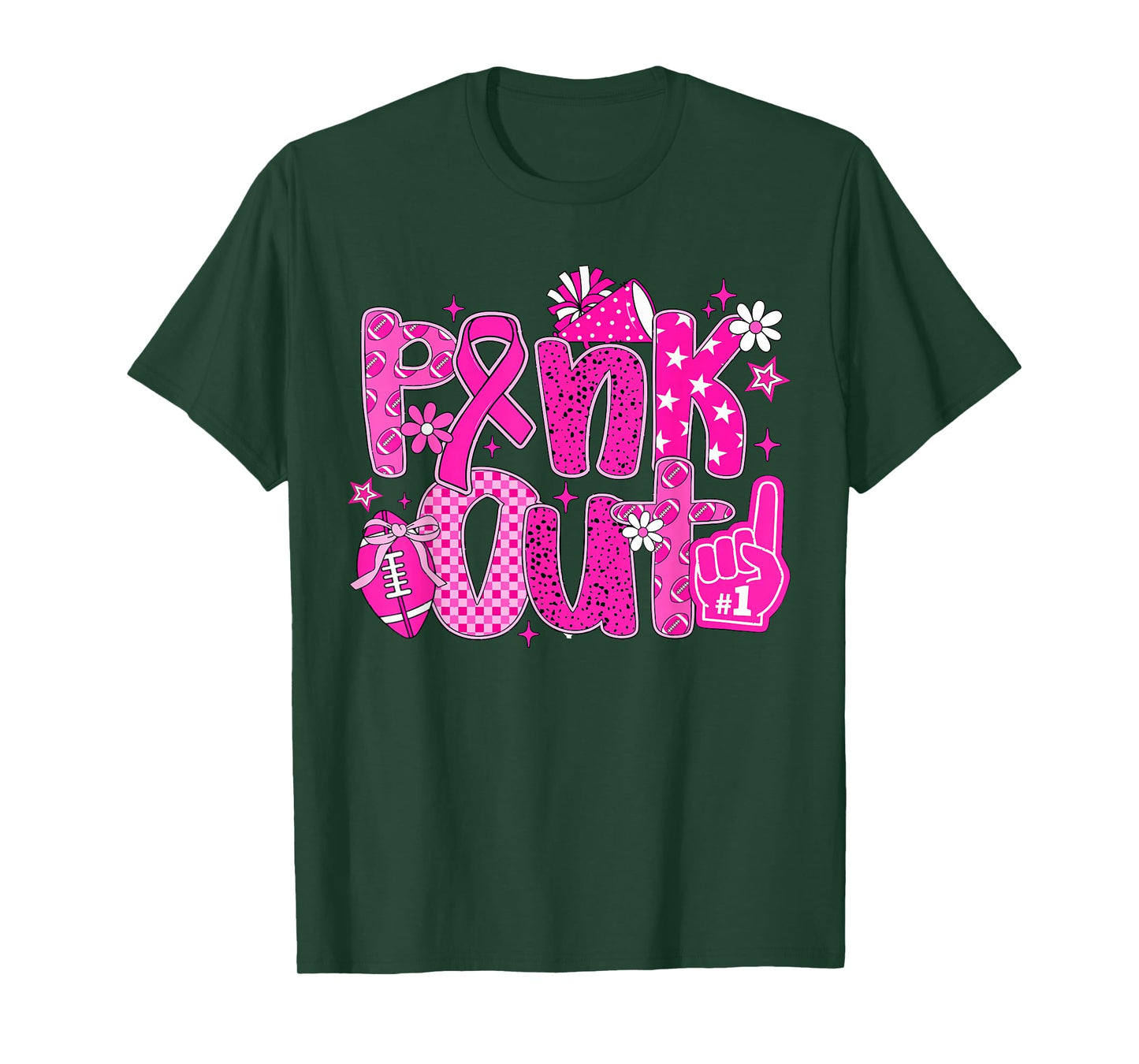 Pink Out Pink Football Pink Cheer Breast Cancer Women T-Shirt