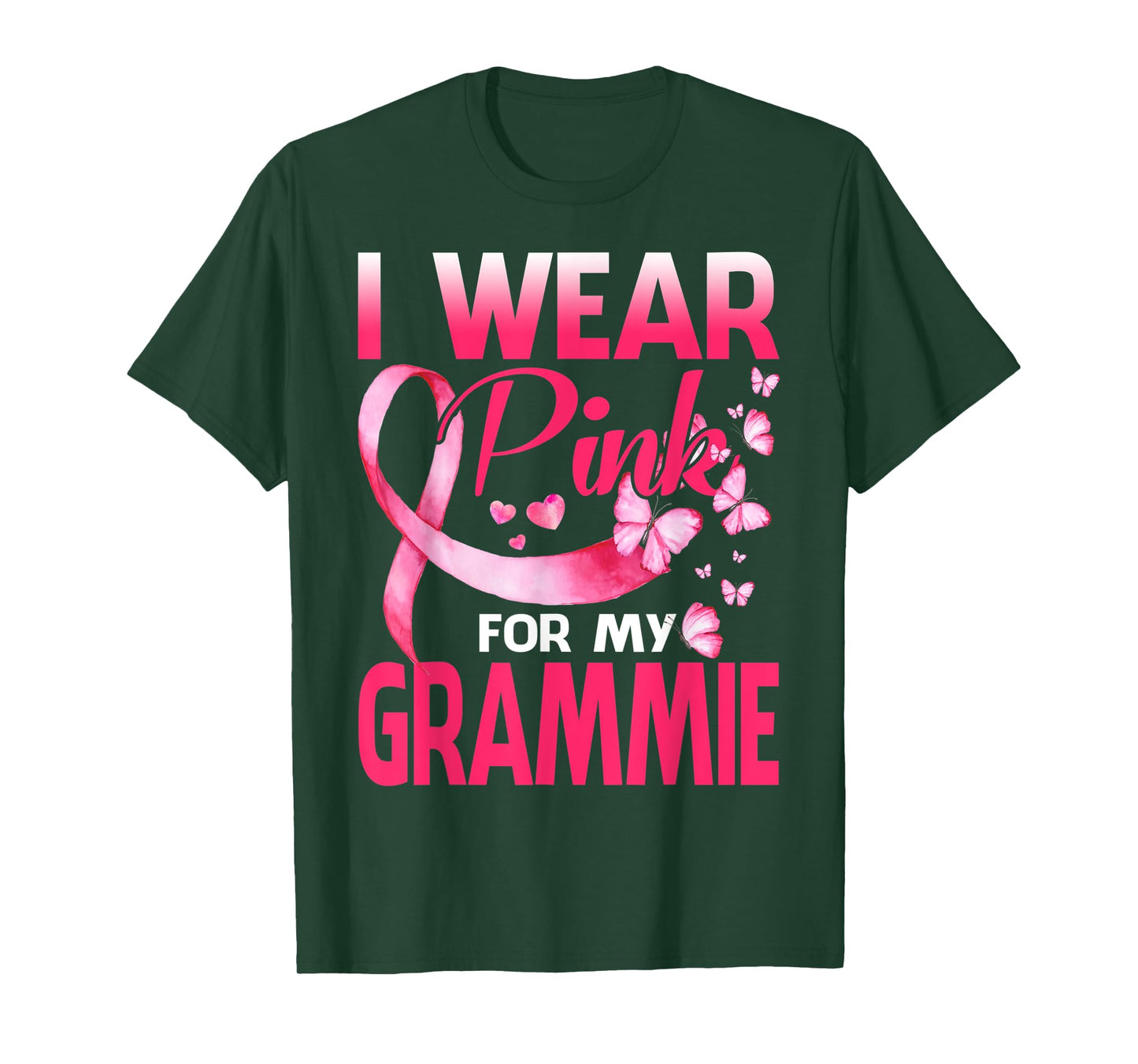 I Wear Pink For My Grammie Breast Cancer Awareness Butterfly T-Shirt