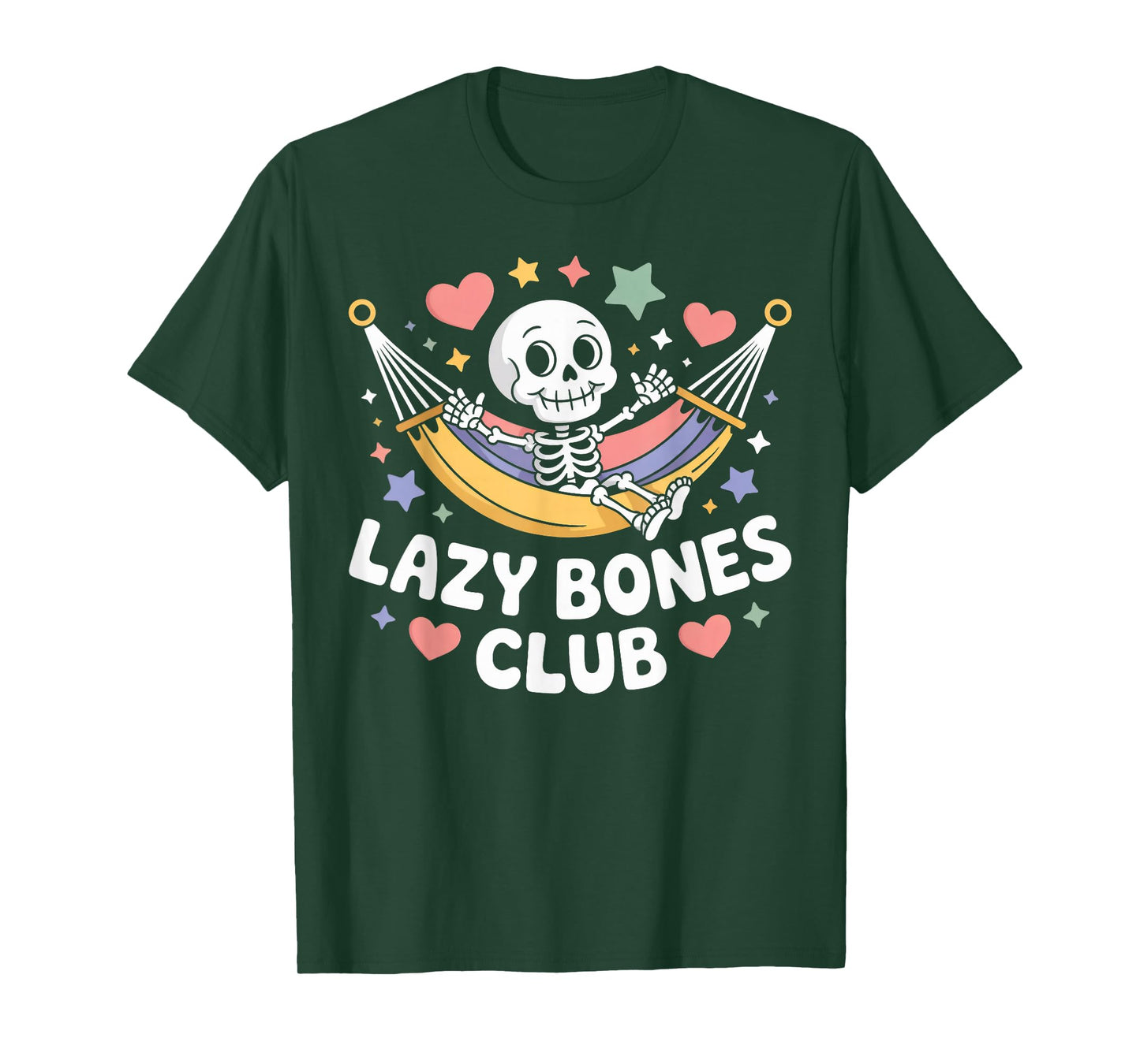 Lazy Bones Club Cartoon Skeleton Hammock T-Shirt