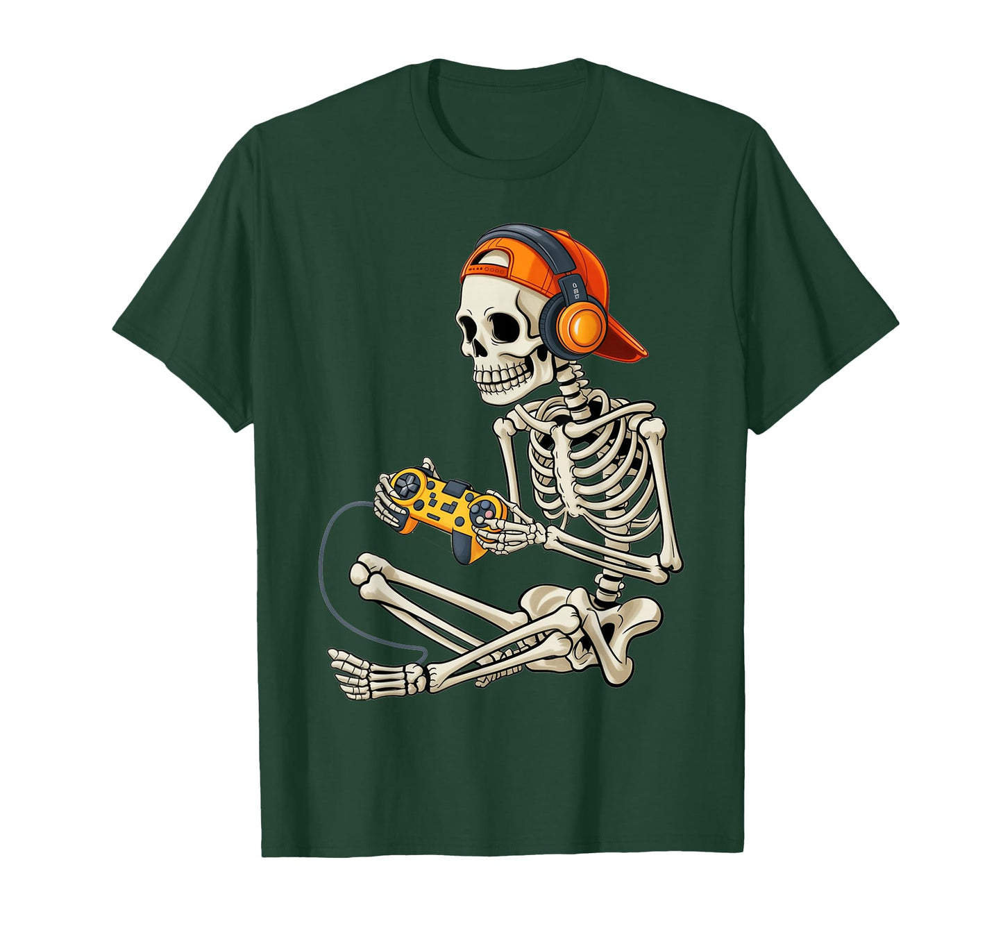 Halloween Skeleton Gamer Video Gaming Girls Boys Men Kids T-Shirt