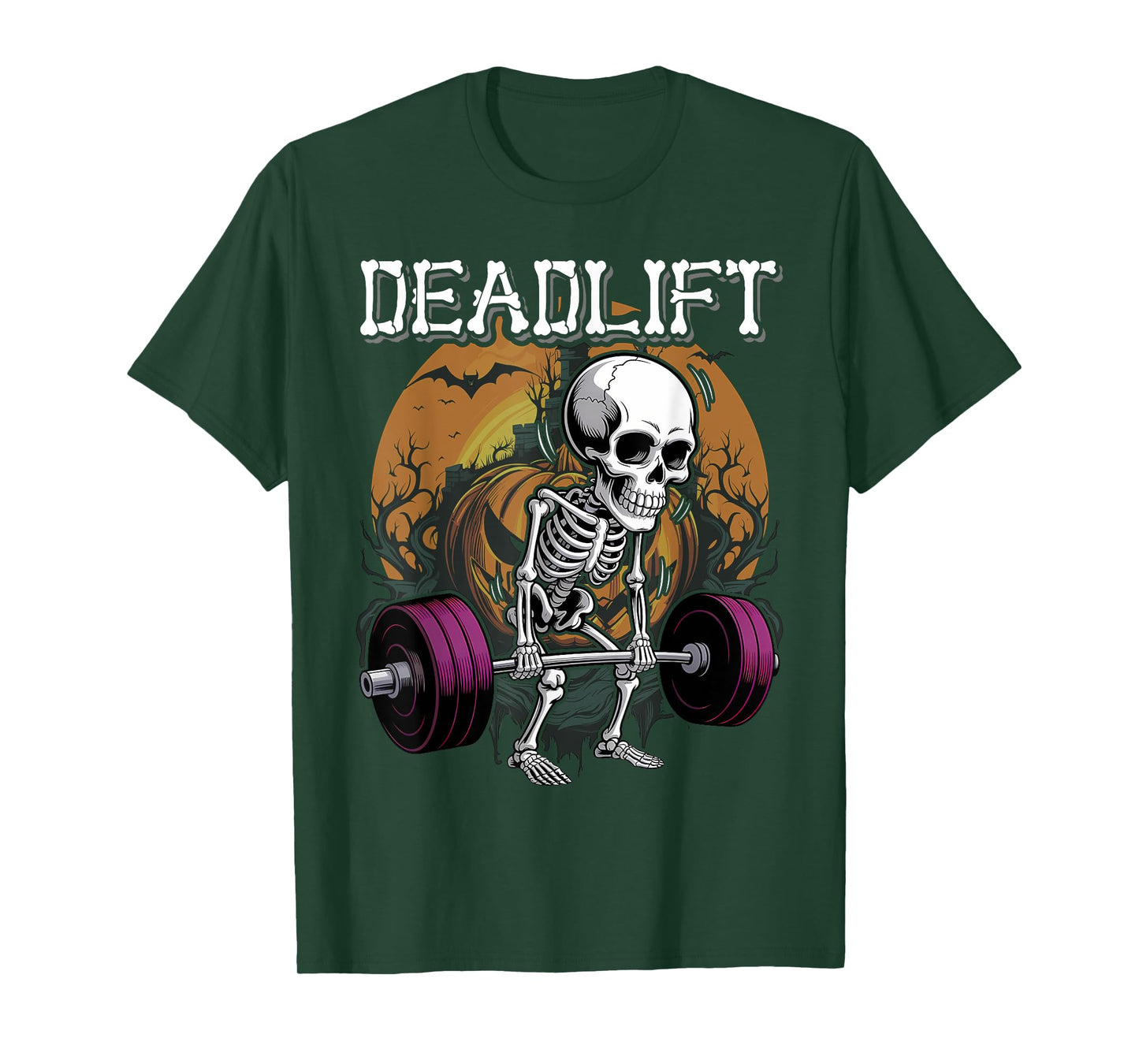 Deadlift Funny Halloween Saying Skeleton Barbell Gym Workout T-Shirt