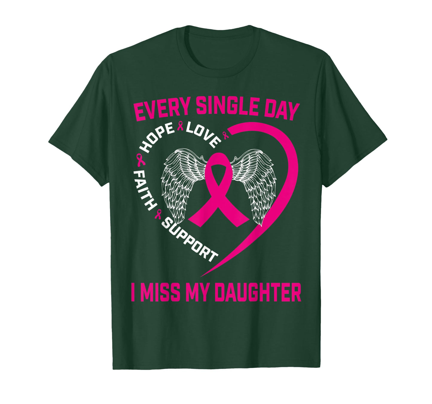 Miss My Daughter Pink Ribbon Wings Breast Cancer Awareness T-Shirt
