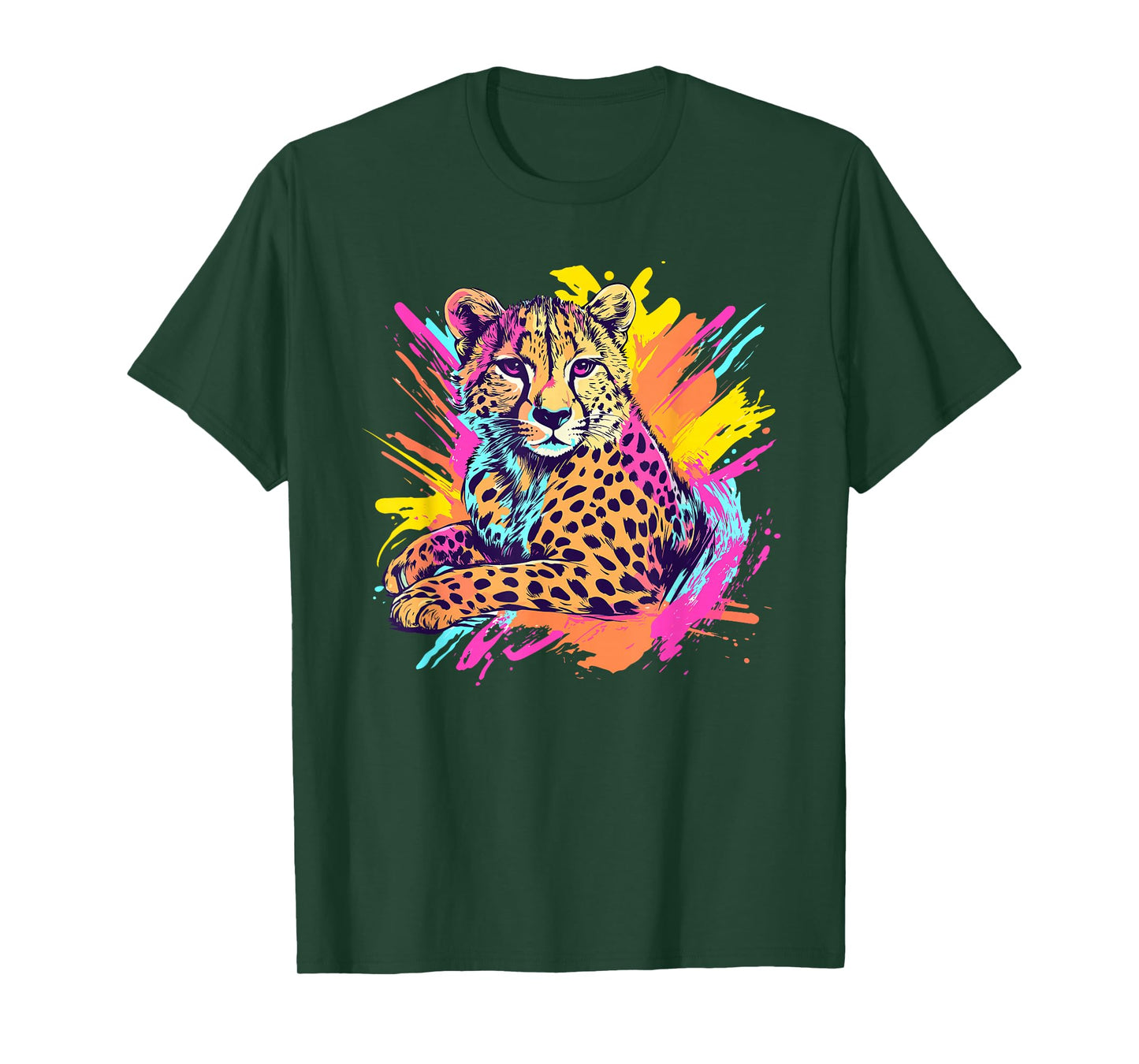 Vibrant Cheetah Splash Colorful Vivid Art T-Shirt