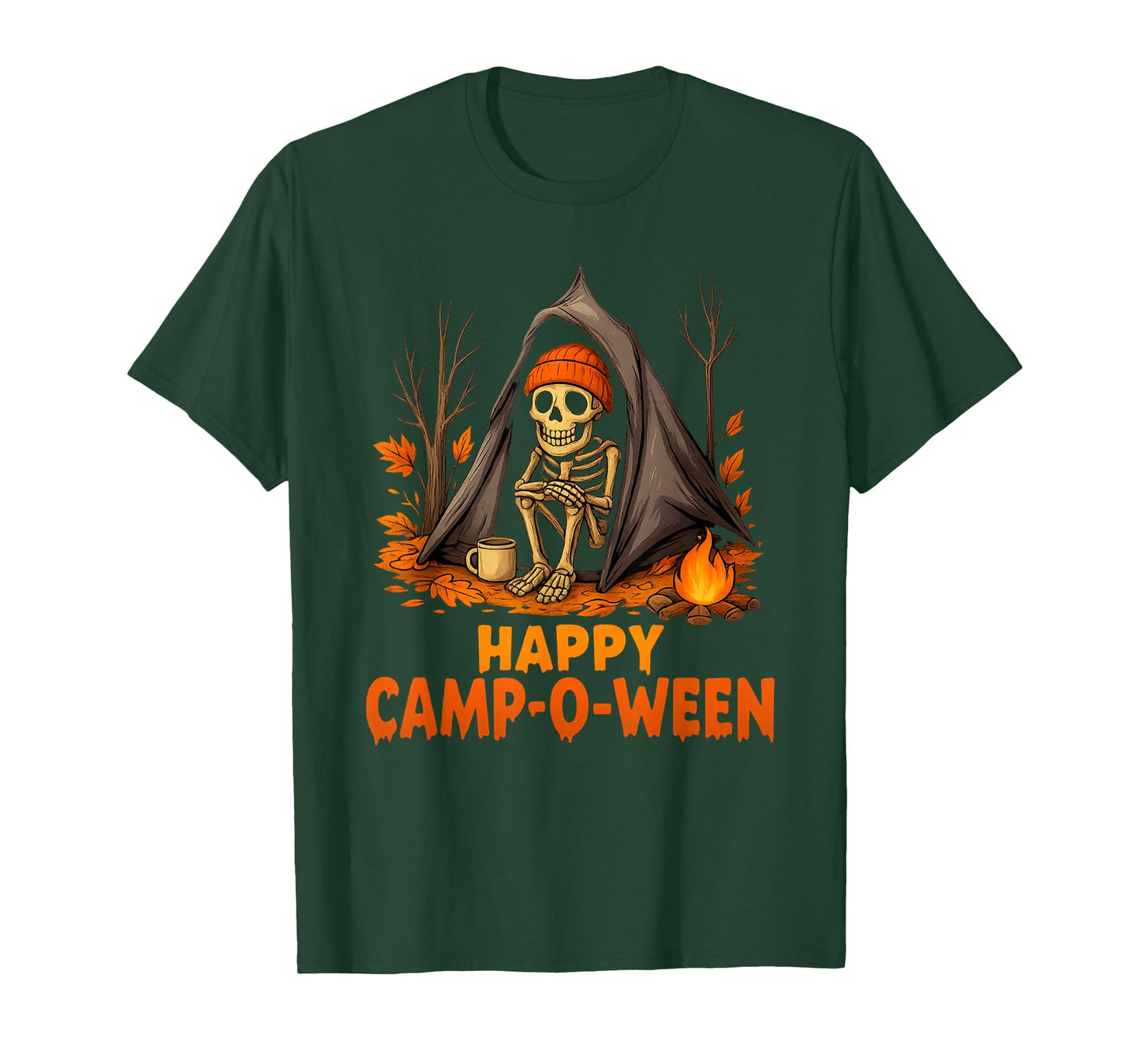 Happy Camp-O-Ween Funny Skeleton Halloween Camping Lover T-Shirt