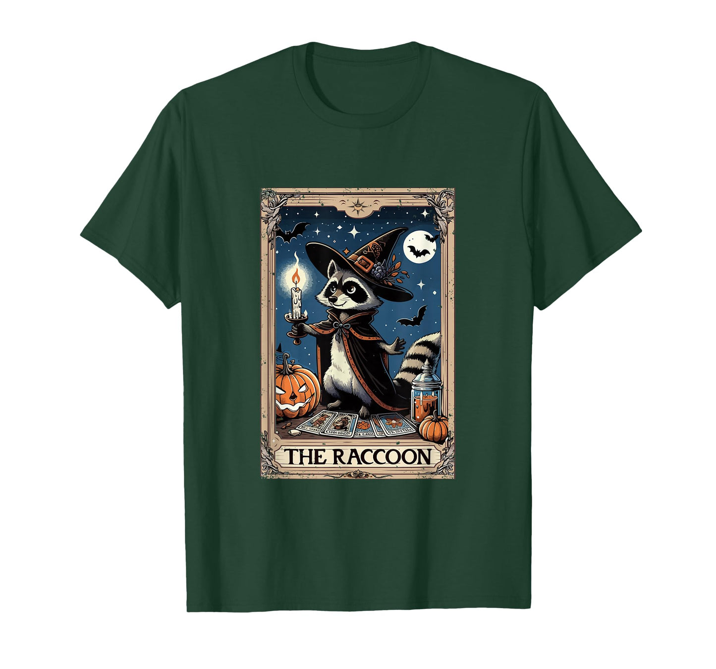 The Raccoon Halloween Witch Cute Tarot Card Lover Player T-Shirt