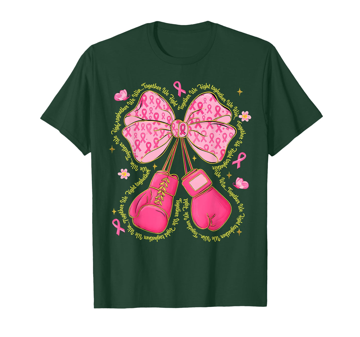 HUGvyn Breast Cancer Pink Boxing Gloves Survivor Pink Ribbon T-Shirt