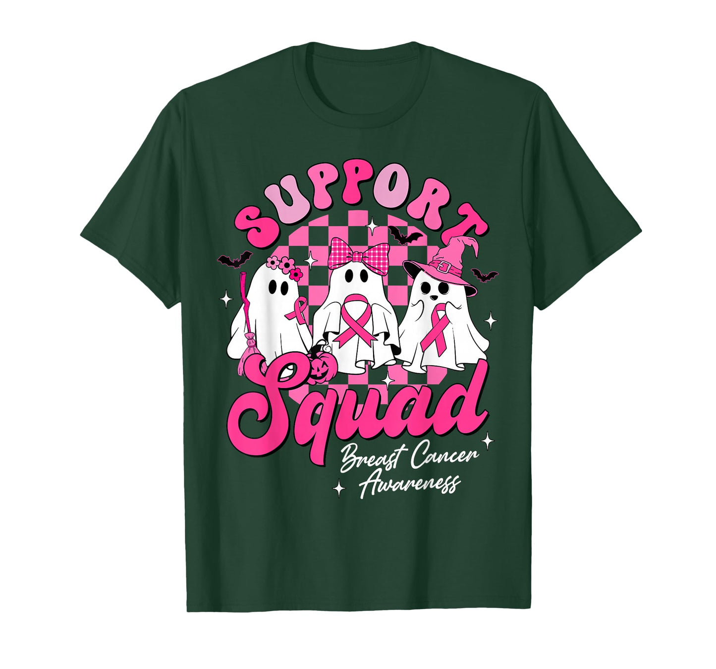 Support Squad Breast Cancer Awareness Cute Ghost Halloween T-Shirt